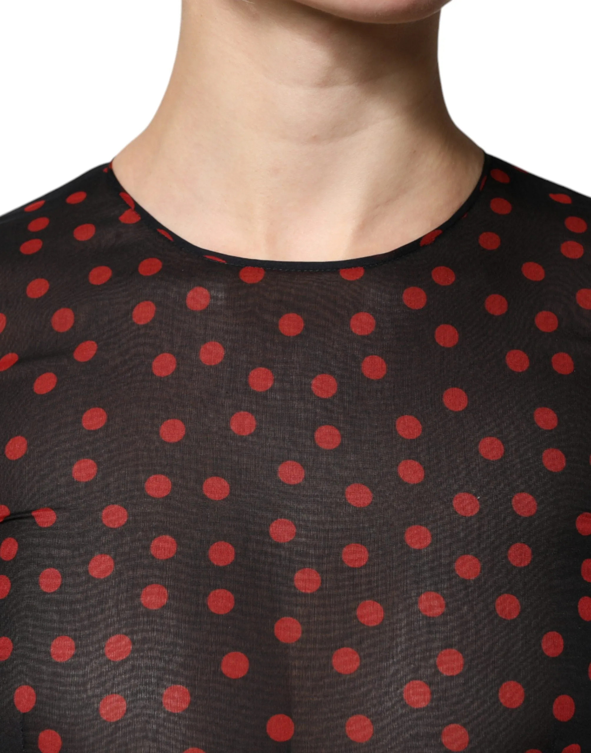Black Red Polka Dot Silk Layered Midi Dress sold by Lord & Taylor product image thumbnail 5