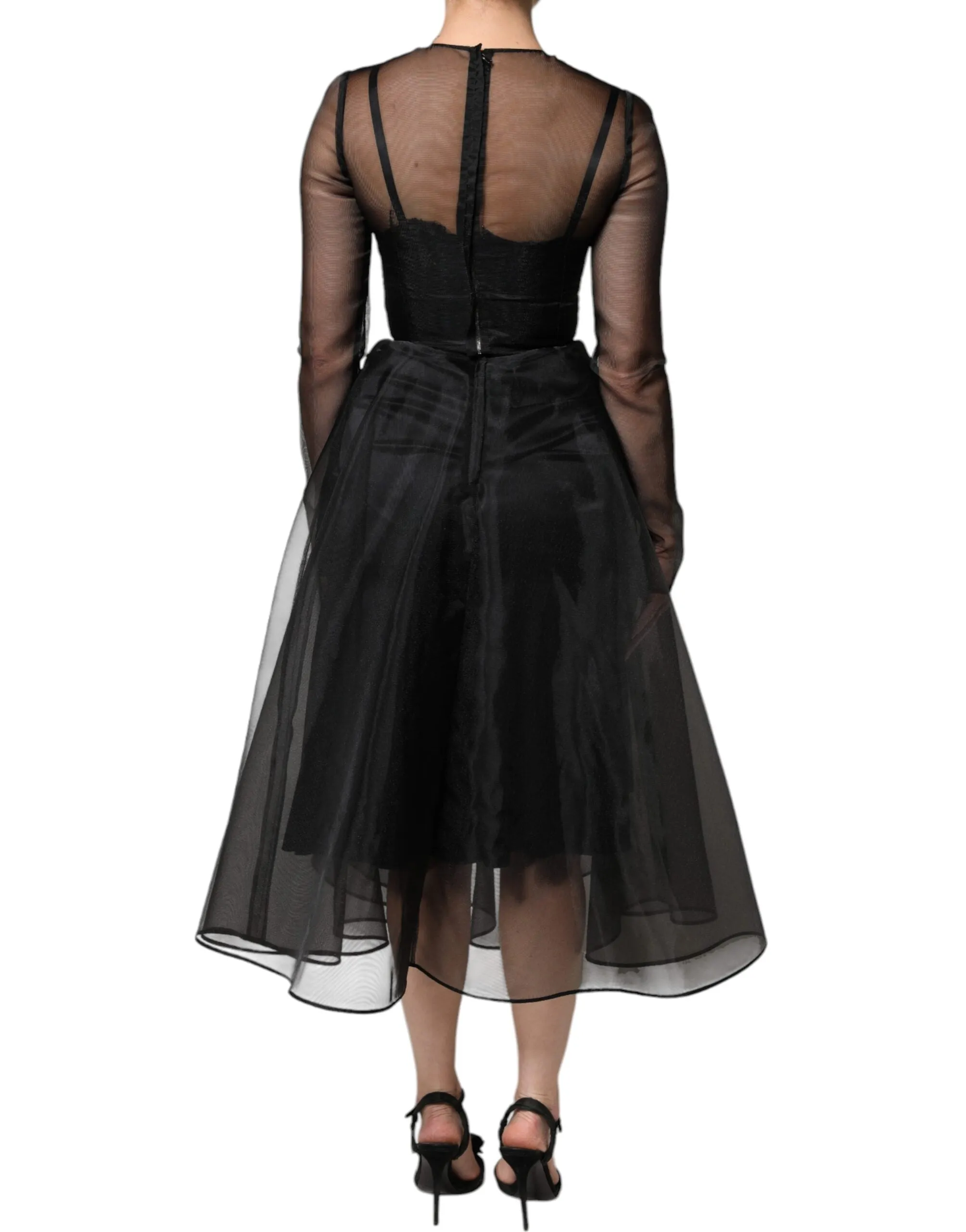 Black Tulle A-line Midi Cocktail Gown Dress sold by Lord & Taylor product image thumbnail 4