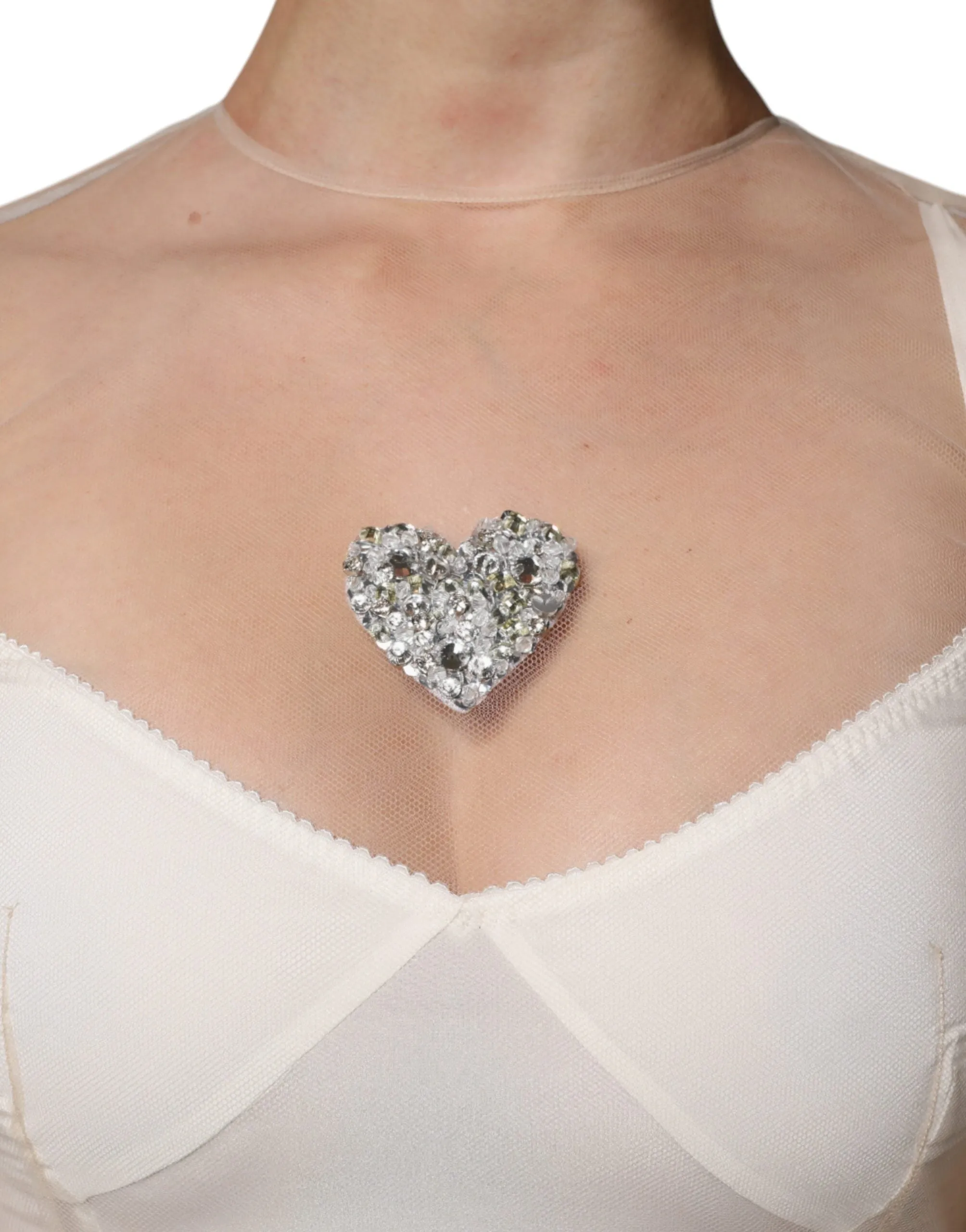 White Sheer Tulle Bustier Bodycon Midi Dress sold by Lord & Taylor product image thumbnail 5