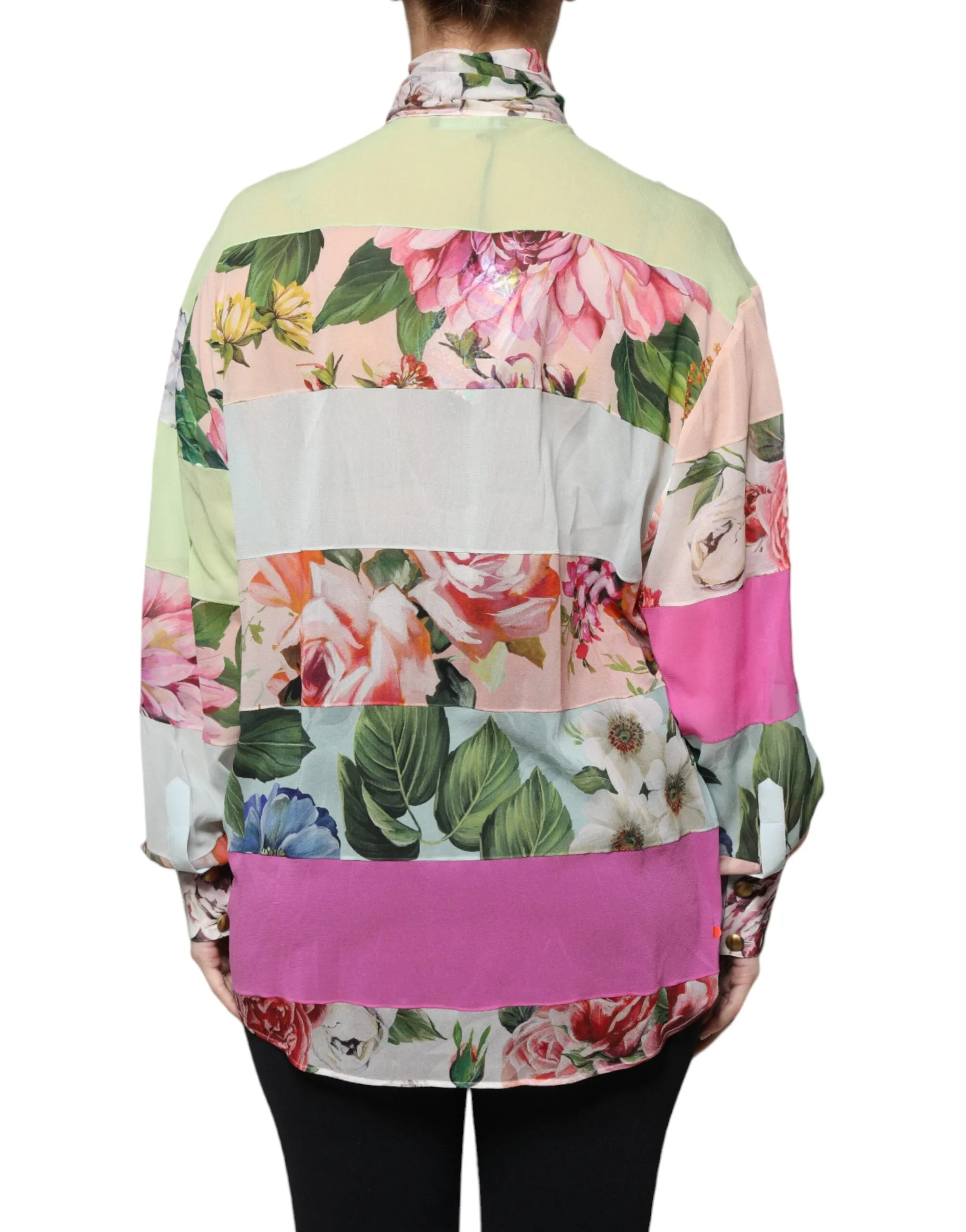 Multicolor Floral Patchwork Ascot Collar Top sold by Lord & Taylor product image thumbnail 4