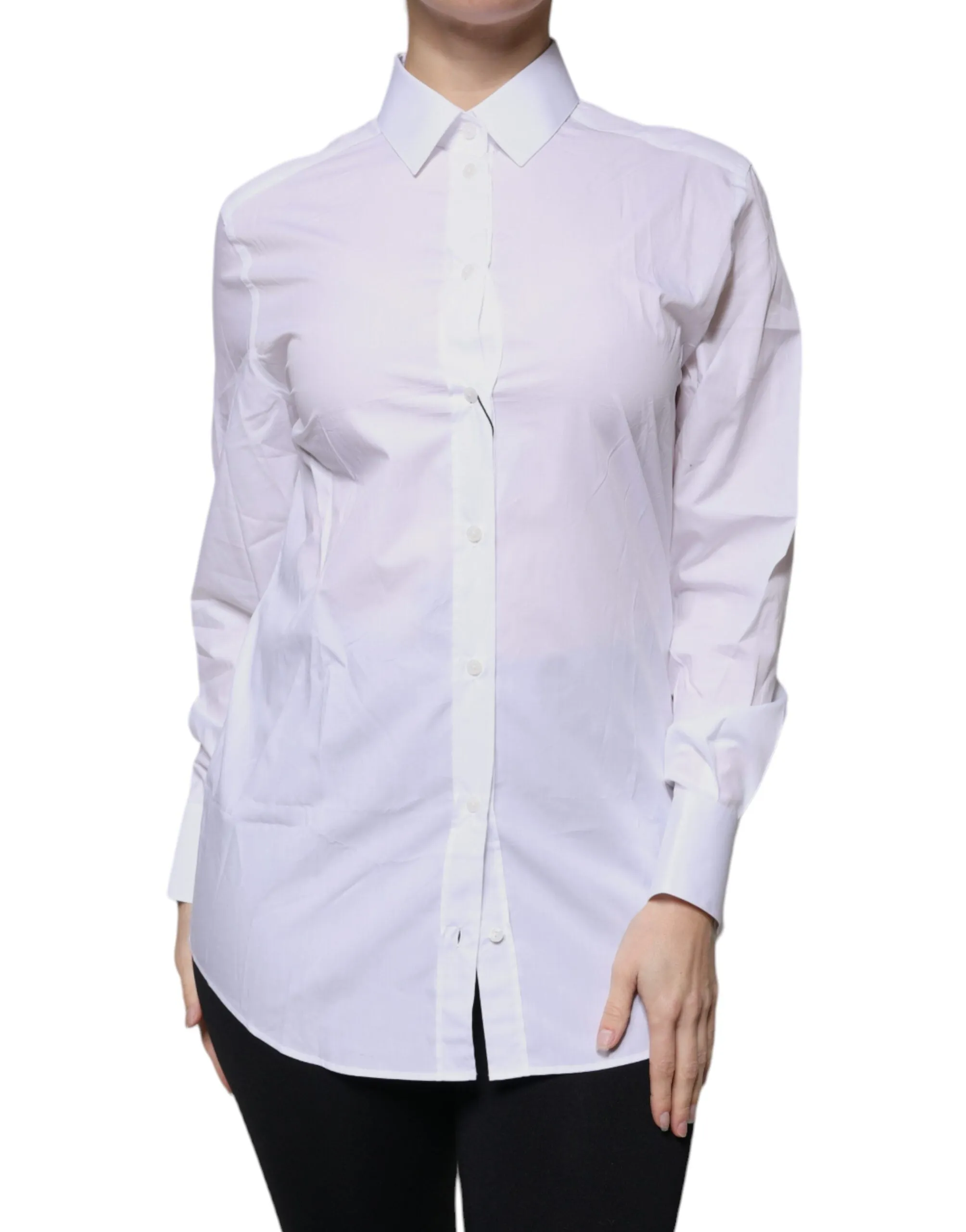 White Cotton Collared Long Sleeves Shirt Top sold by Lord & Taylor product image thumbnail 2