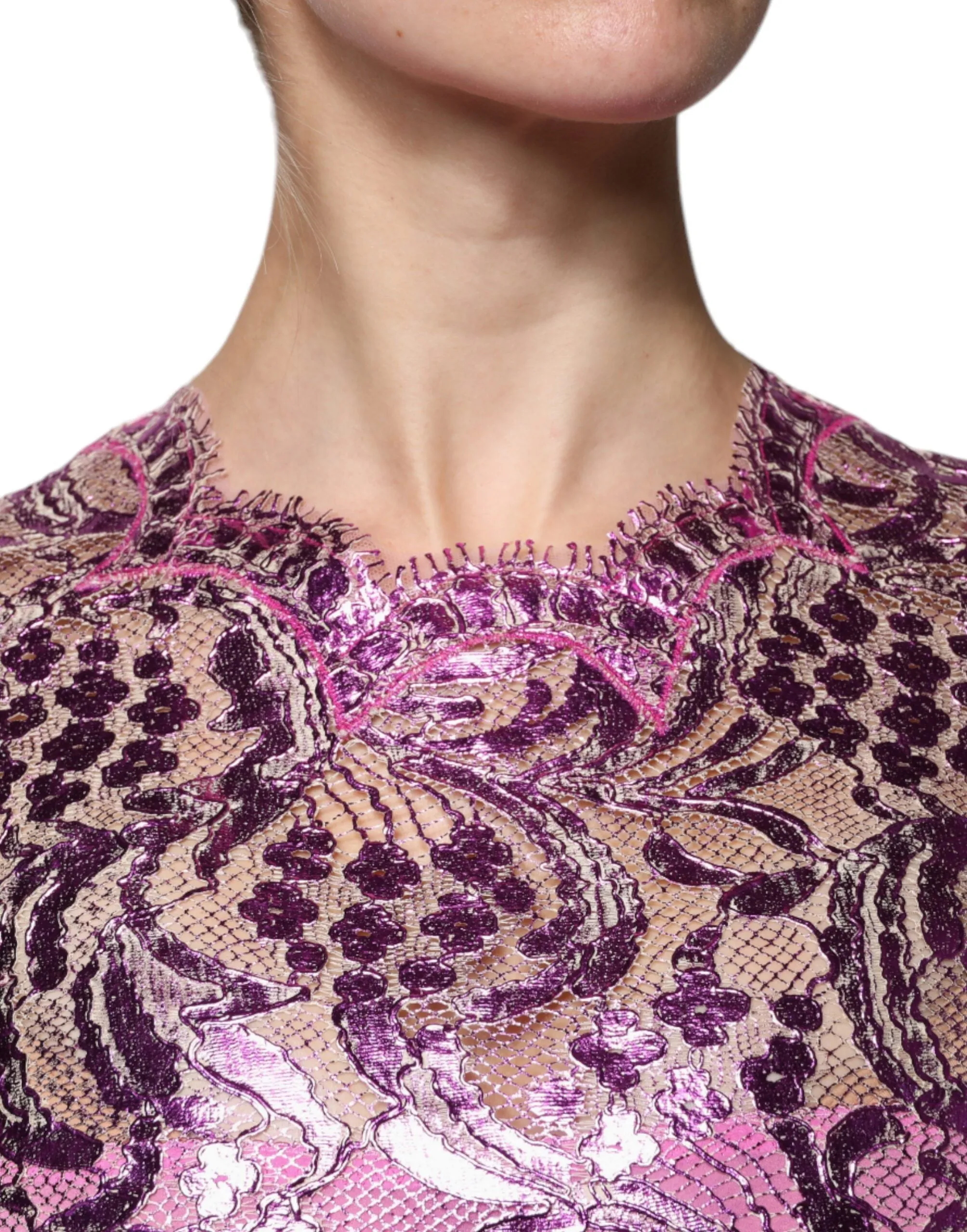 Metallic Fuchsia Floral Sheath Mini Dress sold by Lord & Taylor product image thumbnail 5