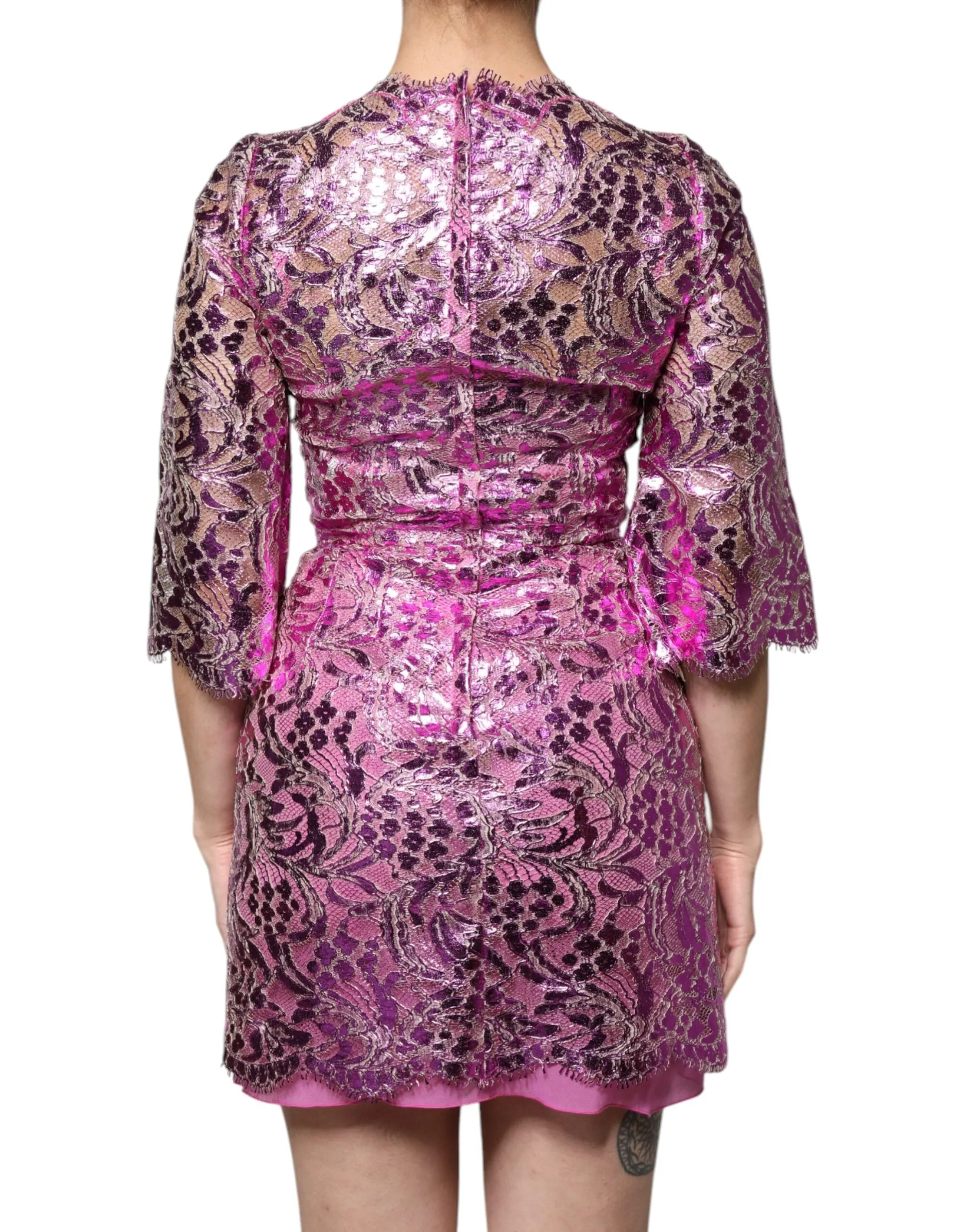 Metallic Fuchsia Floral Sheath Mini Dress sold by Lord & Taylor product image thumbnail 4