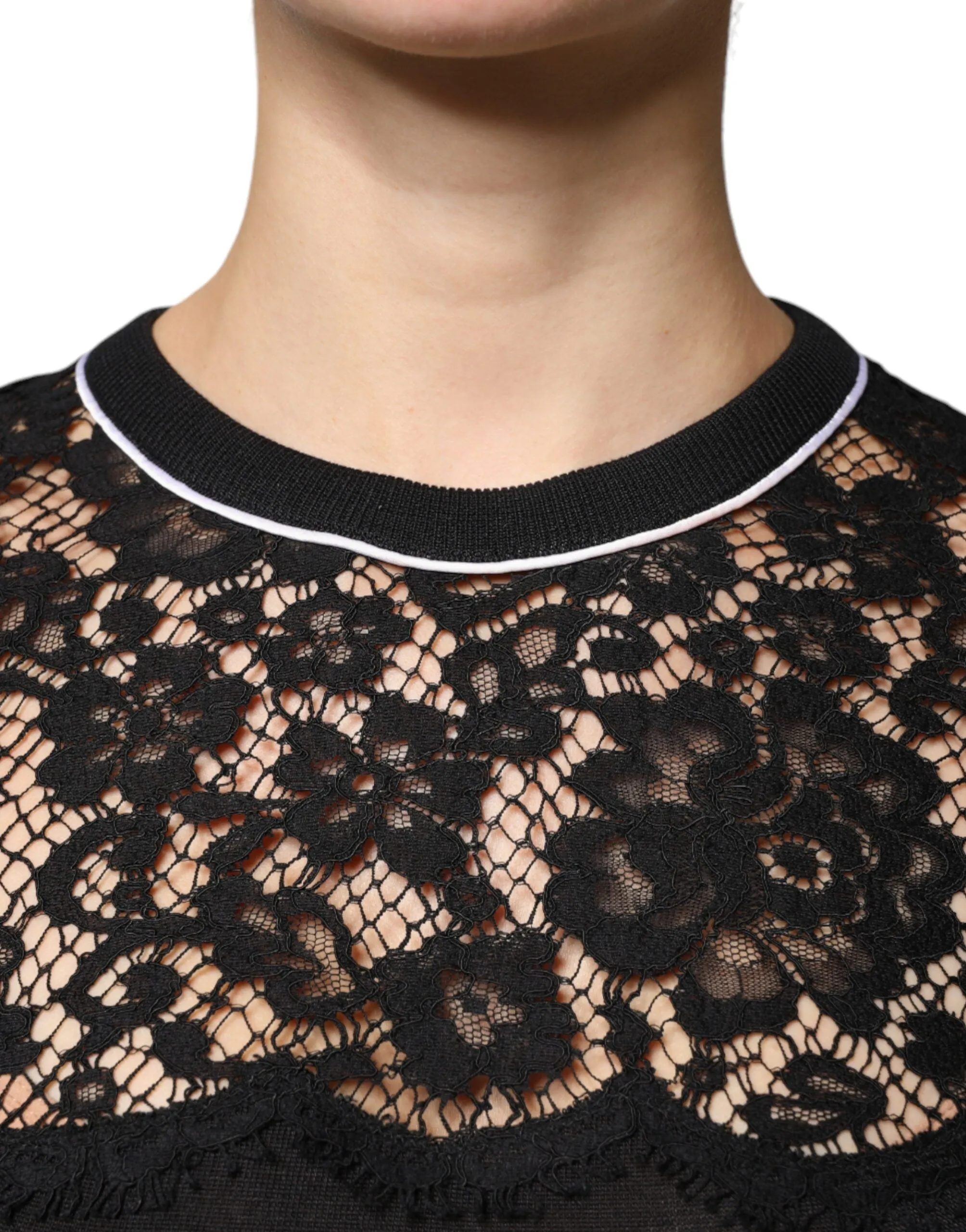 Black Floral Lace Silk Pullover Blouse Top sold by Lord & Taylor product image thumbnail 5