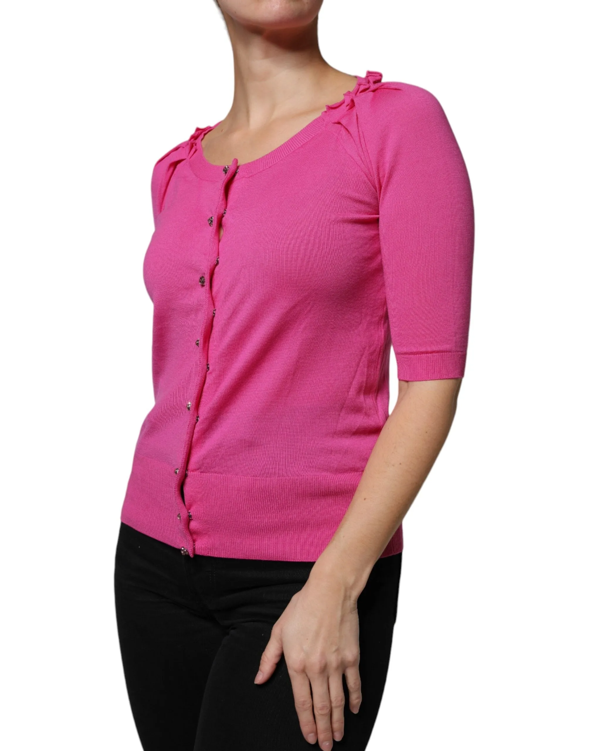 Pink Wool Button Down Cardigan Sweater sold by Lord & Taylor product image thumbnail 3