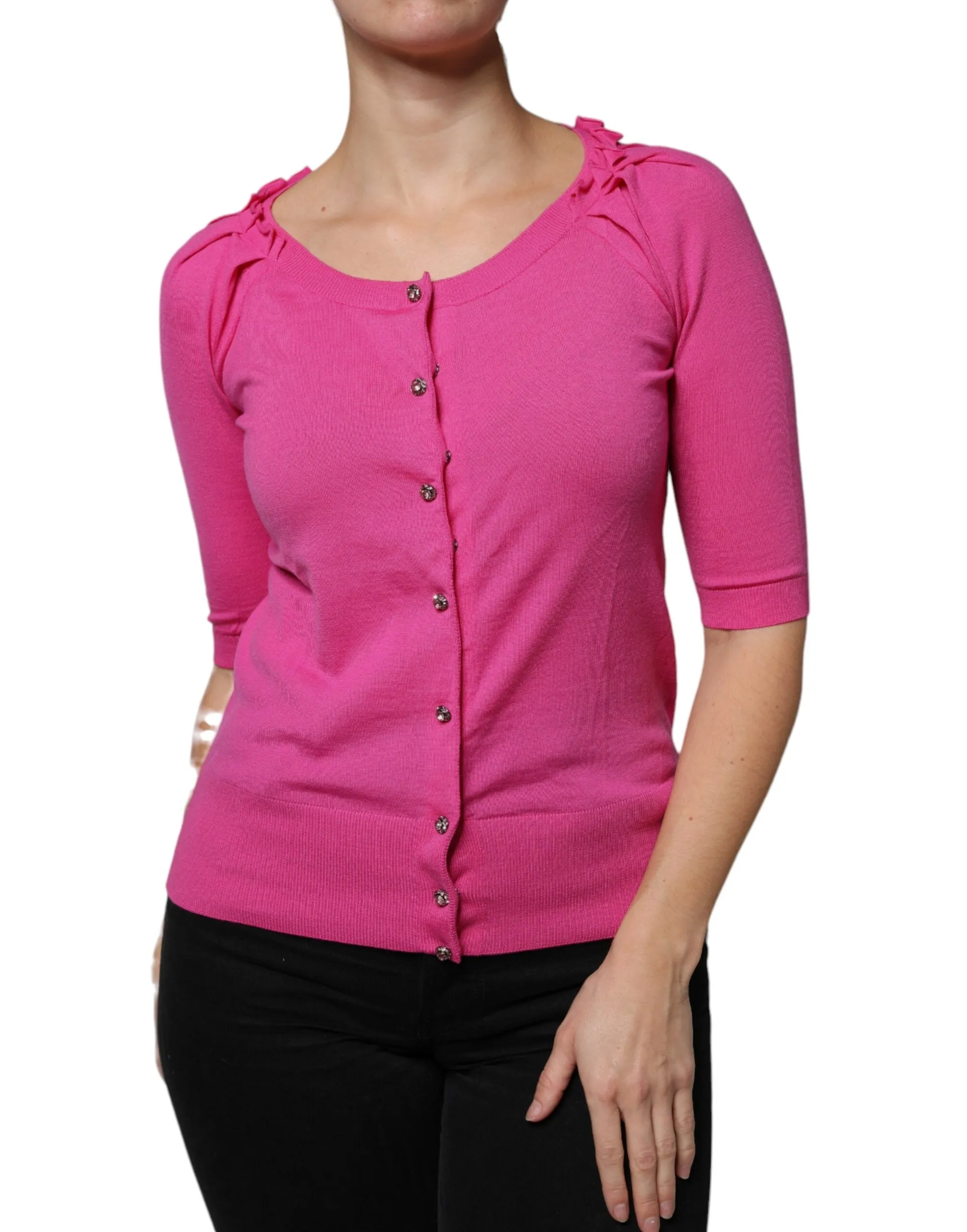 Pink Wool Button Down Cardigan Sweater sold by Lord & Taylor product image thumbnail 2