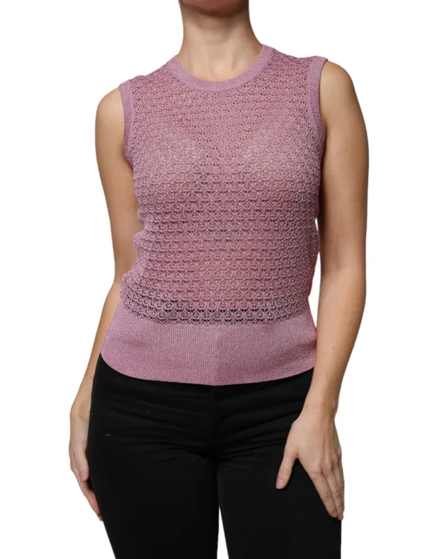 Pink Mesh See Through Sleeveless Tank Top sold by Lord & Taylor