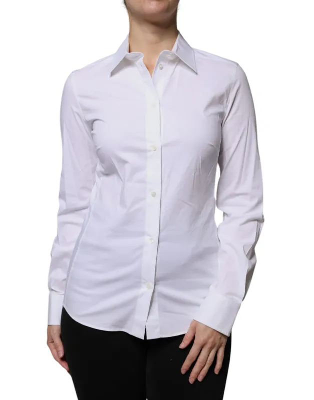 White Cotton Collared Long Sleeves Shirt Top sold by Lord & Taylor
