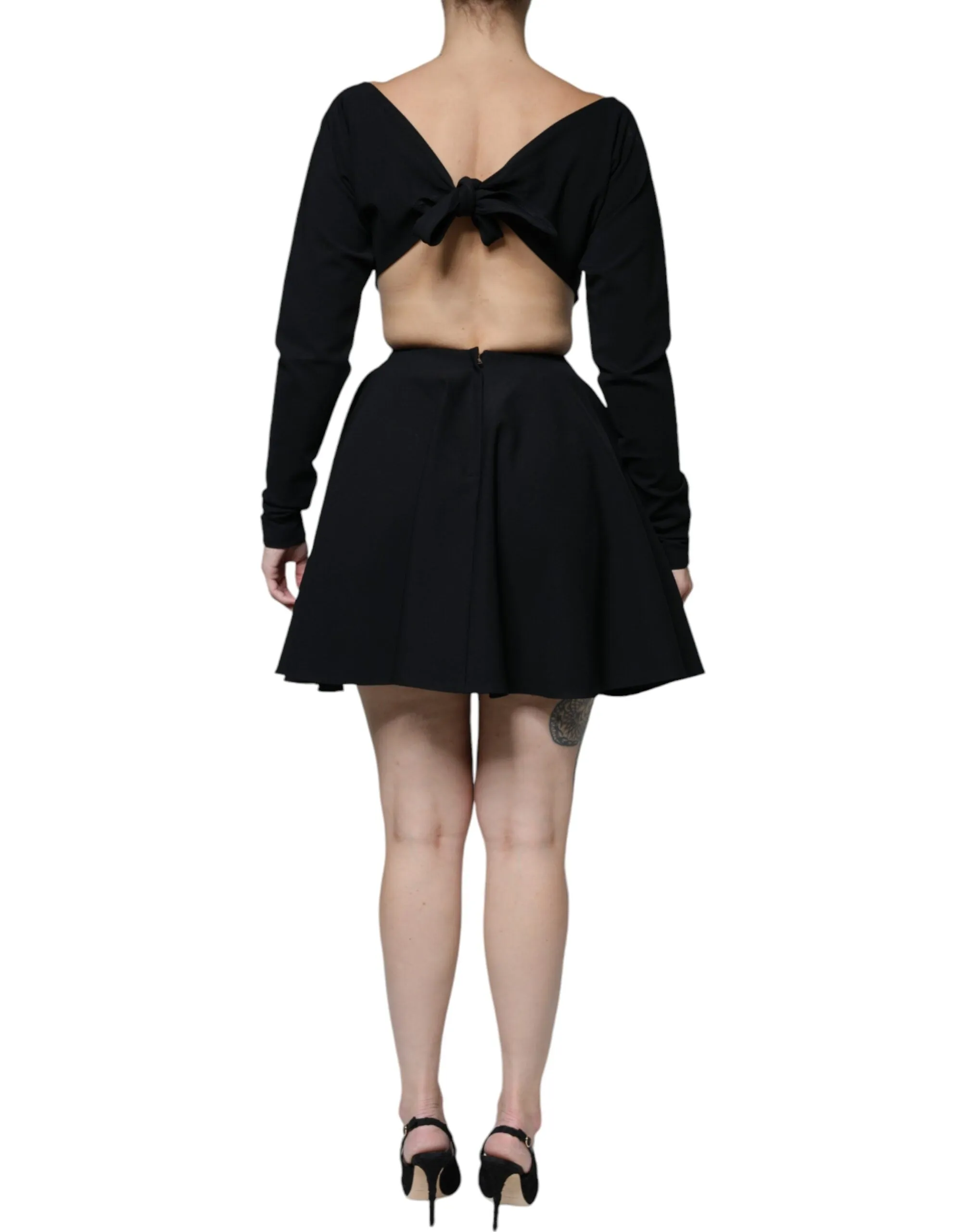 Black Viscose Cut Out A-line Long Sleeves Mini Dress sold by Lord & Taylor product image thumbnail 4