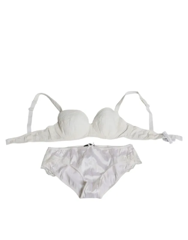 White Silk Stretch Panty Balconette Bra Underwear sold by Lord & Taylor