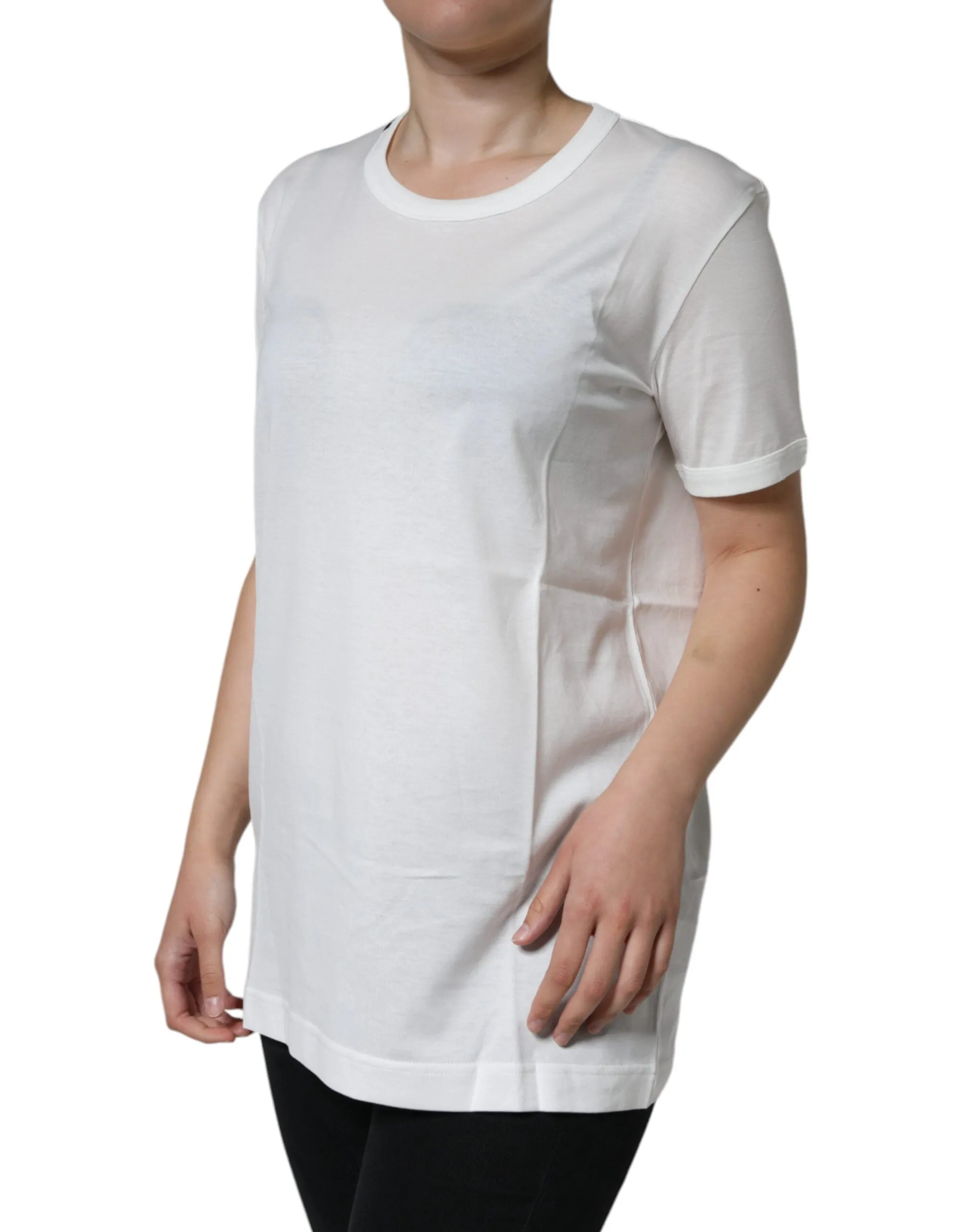 White Cotton Crew Neck Short Sleeve T-shirt sold by Lord & Taylor product image thumbnail 3