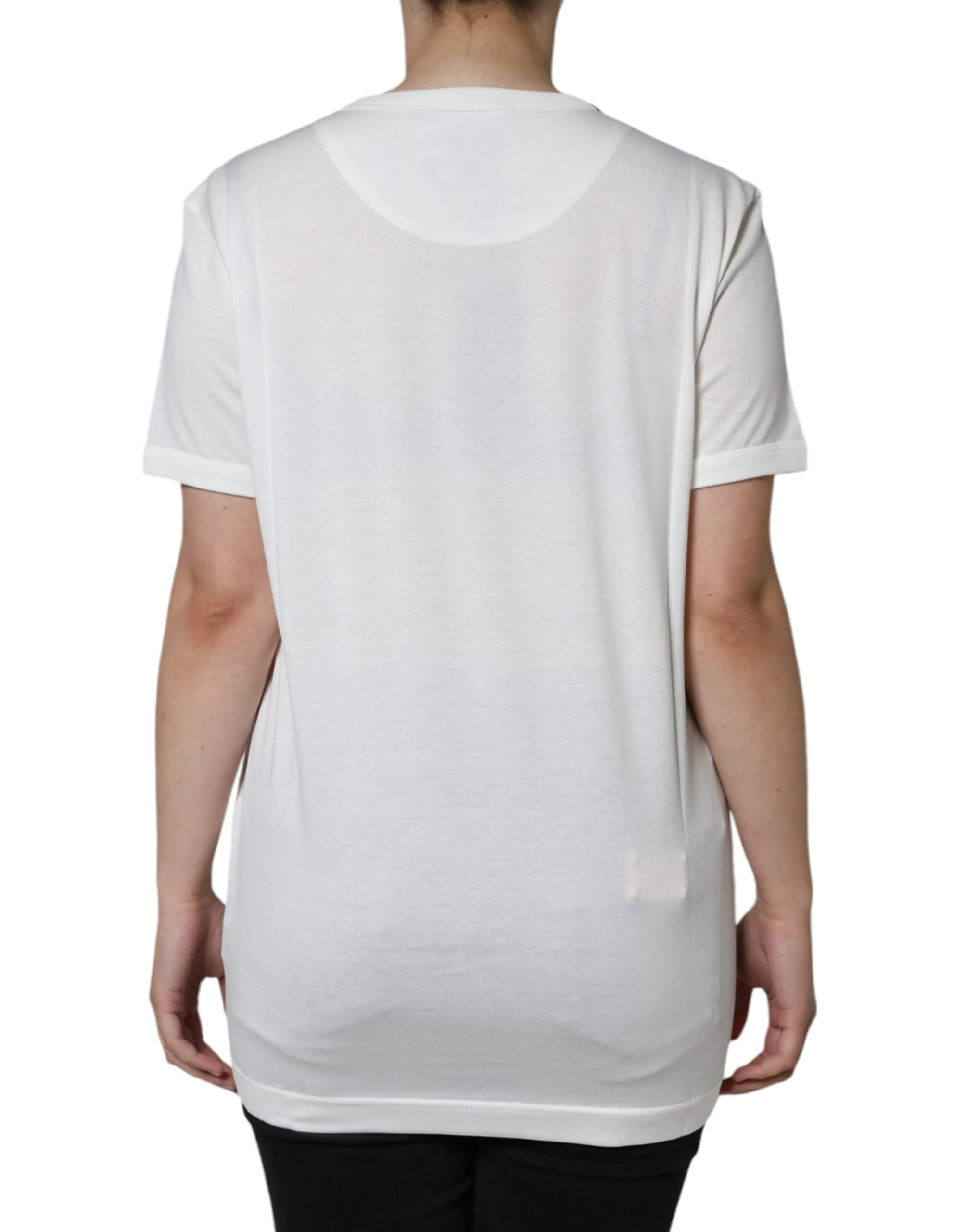 White Cotton Crew Neck Short Sleeve T-shirt sold by Lord & Taylor product image thumbnail 4