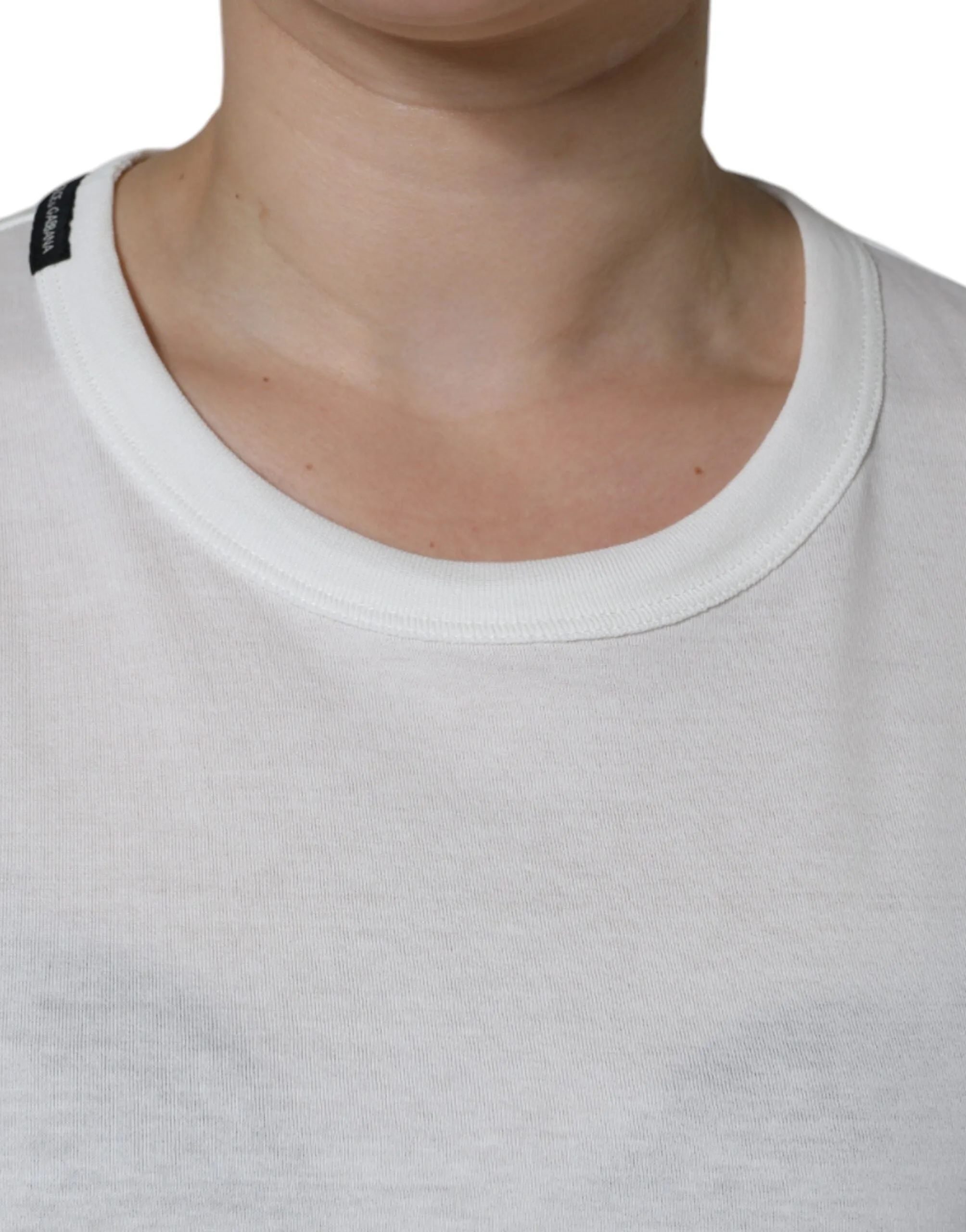 White Cotton Crew Neck Short Sleeve T-shirt sold by Lord & Taylor product image thumbnail 5