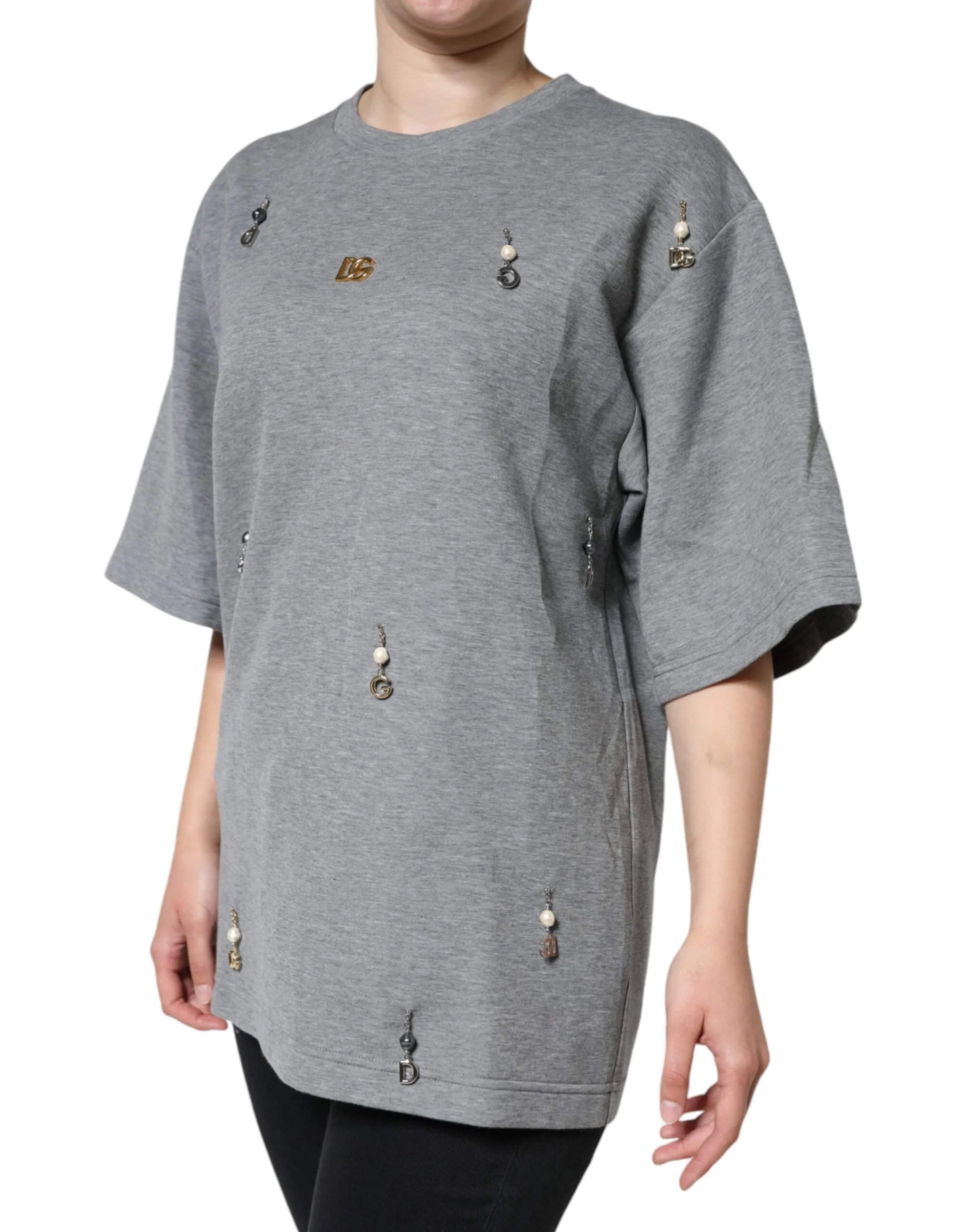 Gray Cotton Blend Embellished Tee T-shirt sold by Lord & Taylor product image thumbnail 3