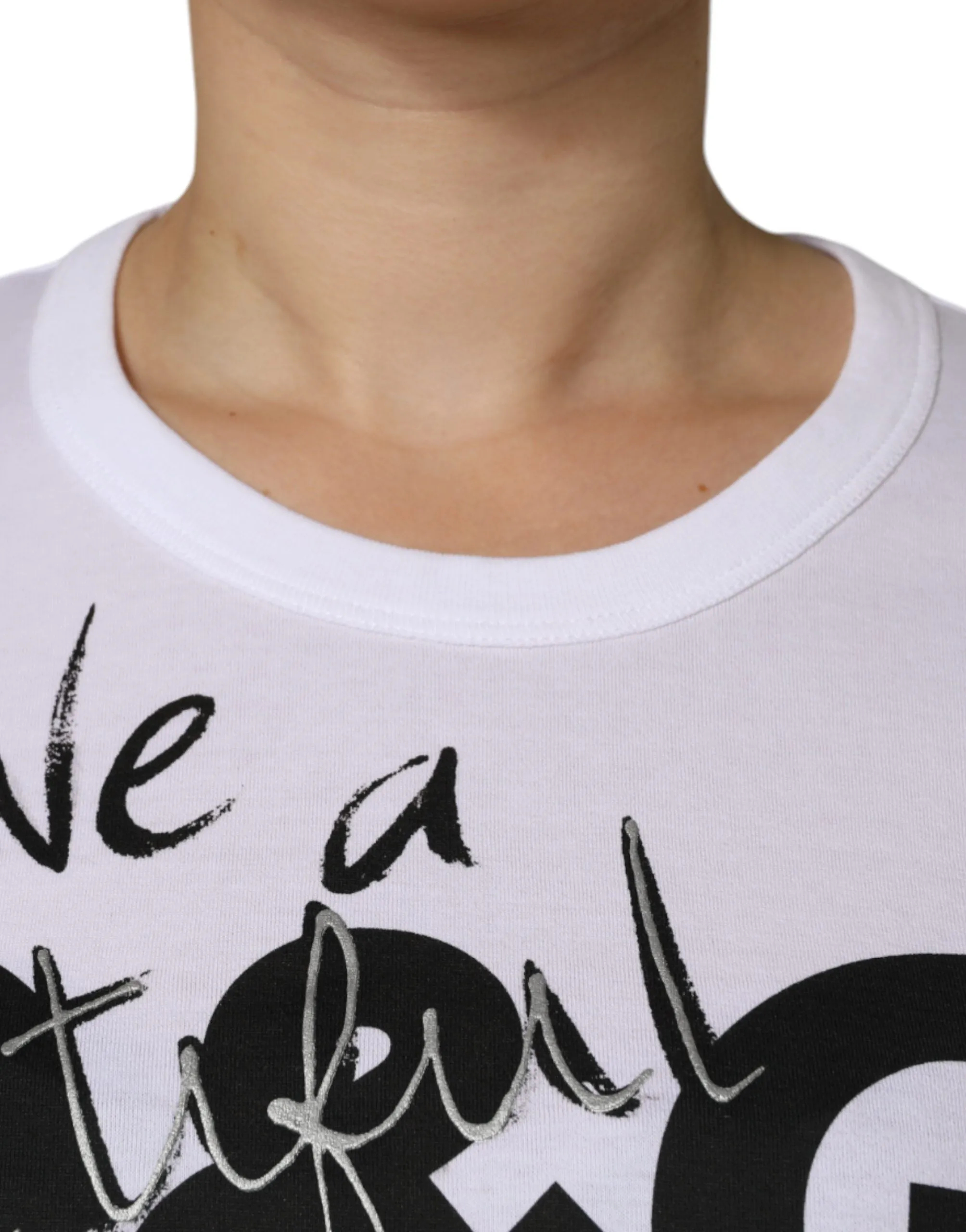 White Cotton Logo Print Round Neck T-shirt sold by Lord & Taylor product image thumbnail 5