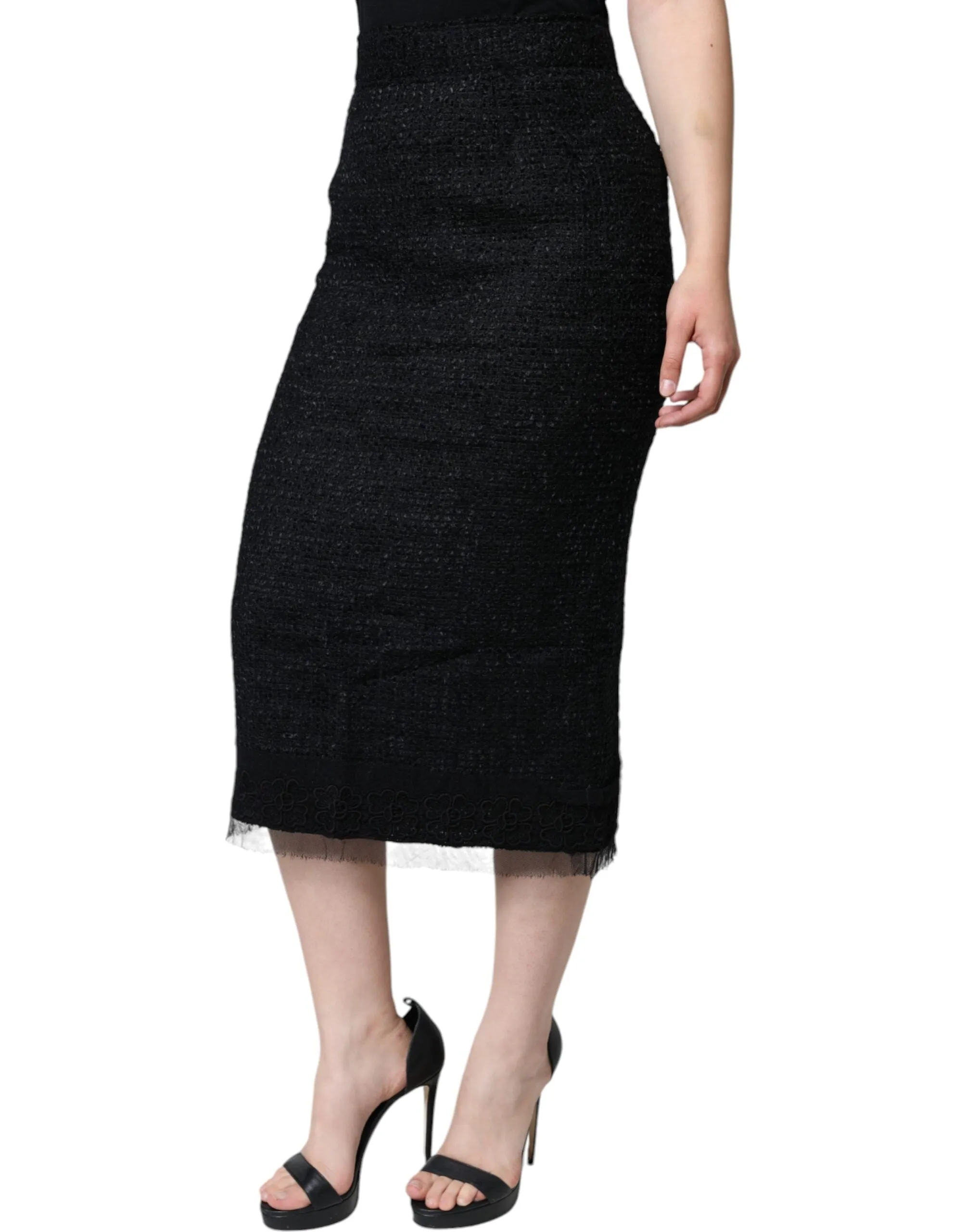 Black Virgin Wool Pencil Cut Midi Skirt sold by Lord & Taylor product image thumbnail 3
