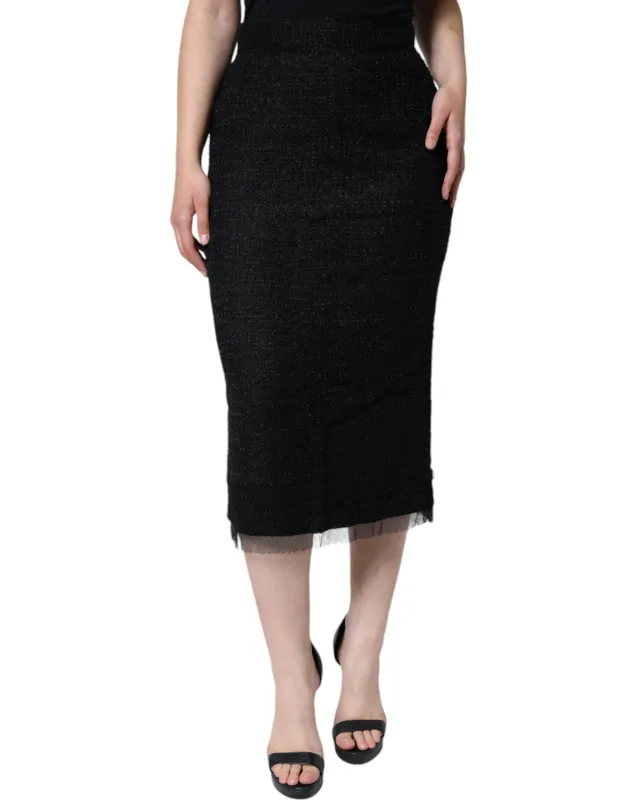 Black Virgin Wool Pencil Cut Midi Skirt sold by Lord & Taylor