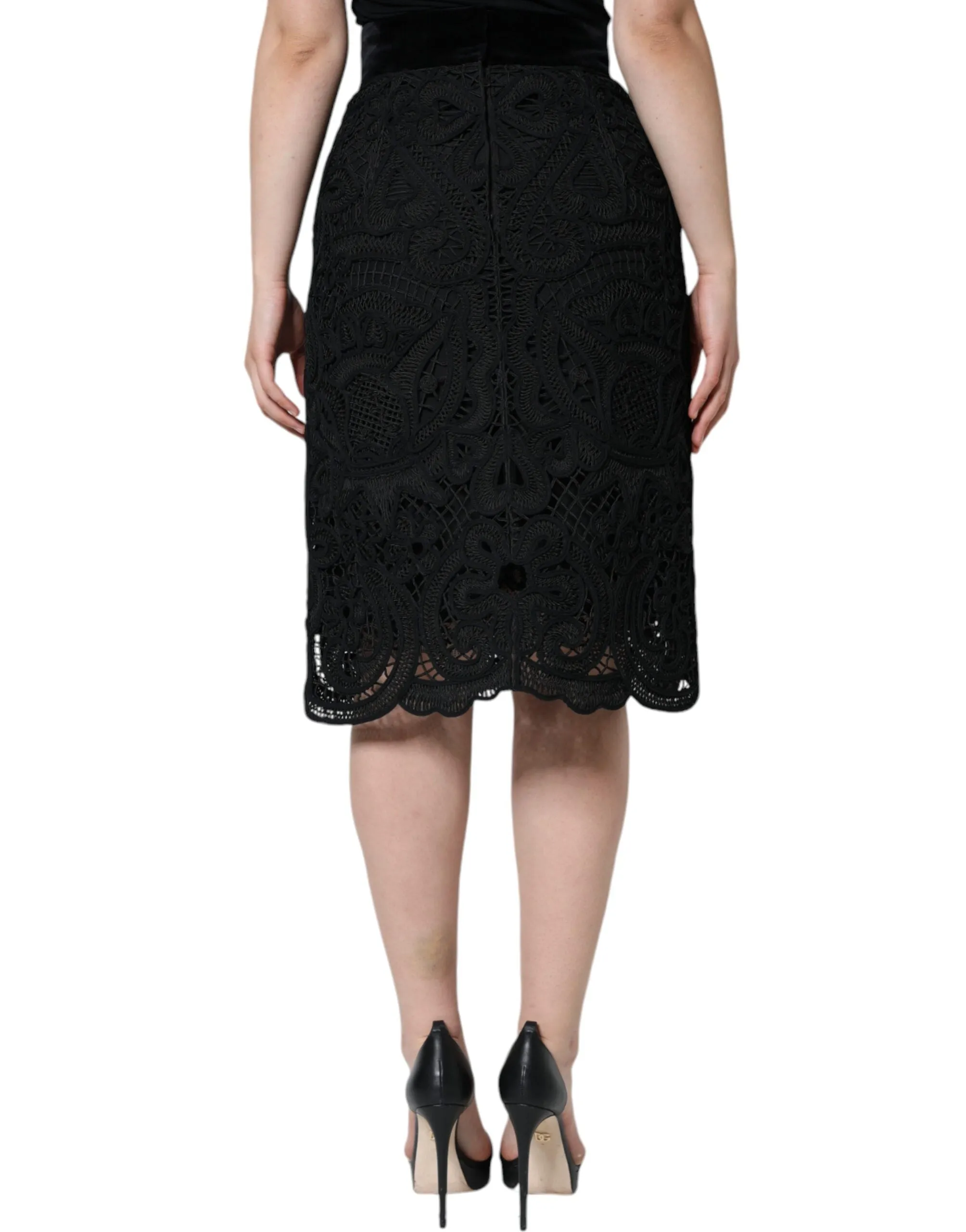 Black Floral Lace HighWaist Pencil Cut Skirt sold by Lord & Taylor product image thumbnail 4