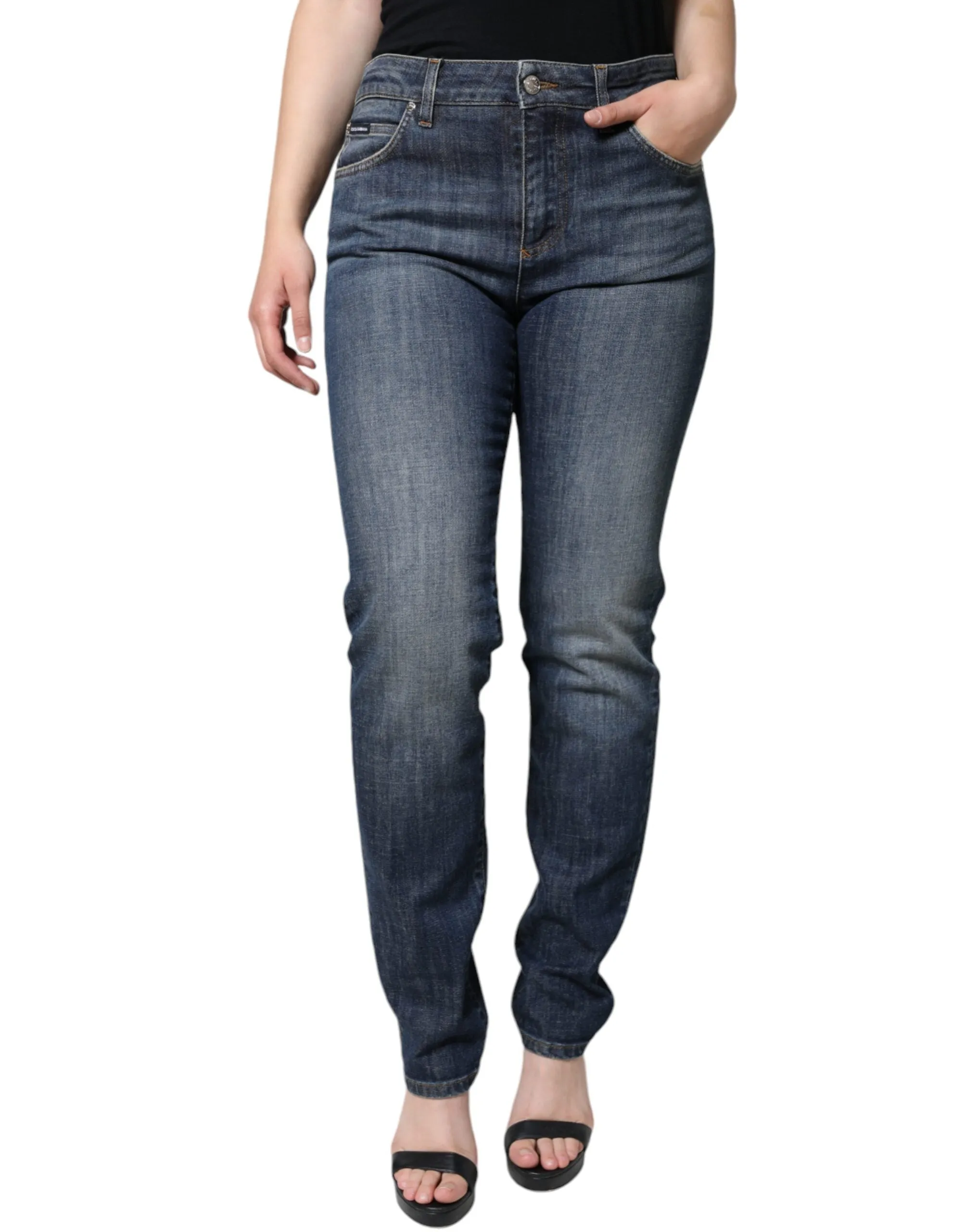 Dark Blue Cotton Stretch Skinny Denim Jeans sold by Lord & Taylor product image thumbnail 3