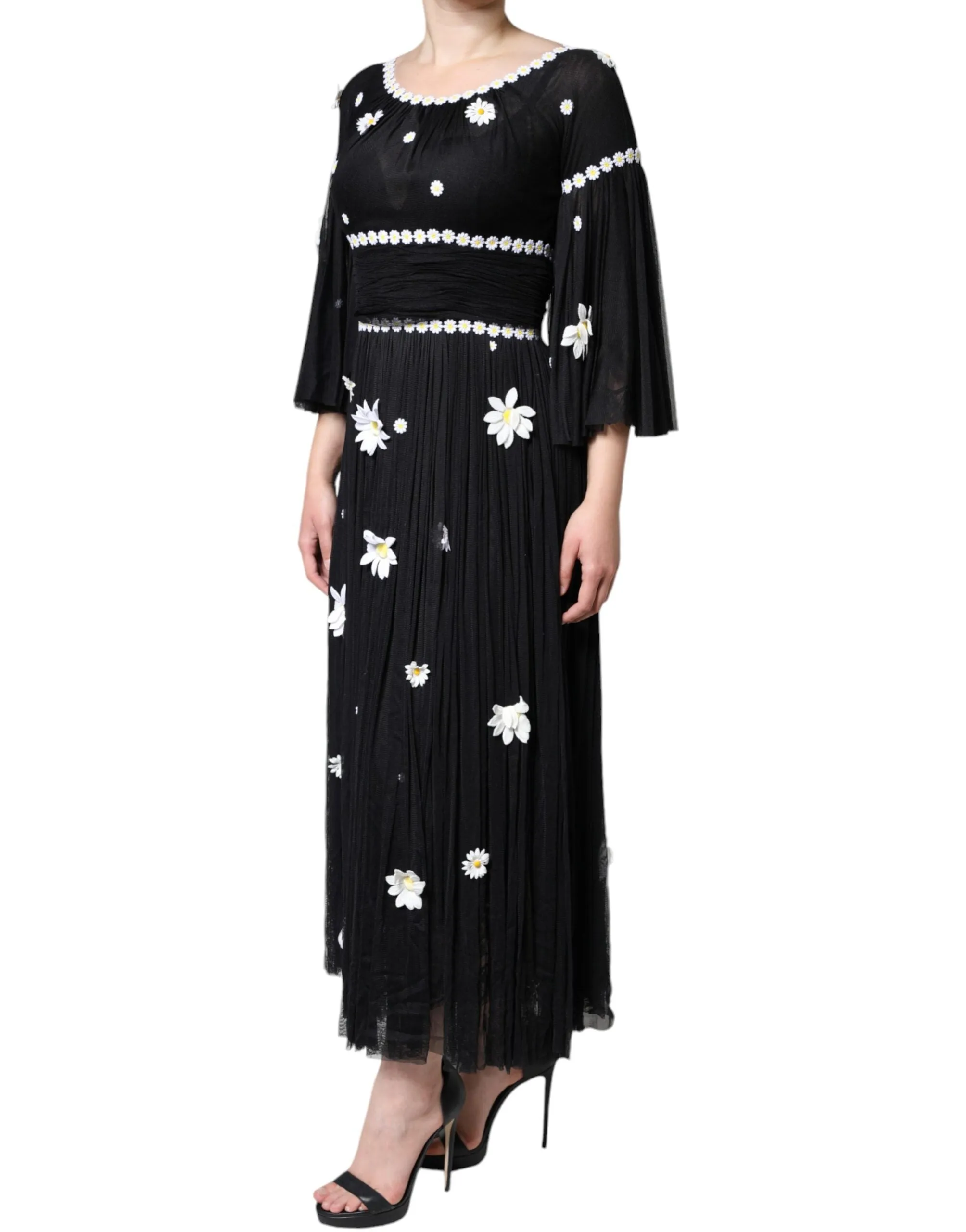 Black Silk Daisy A-line Long Maxi Dress sold by Lord & Taylor product image thumbnail 3