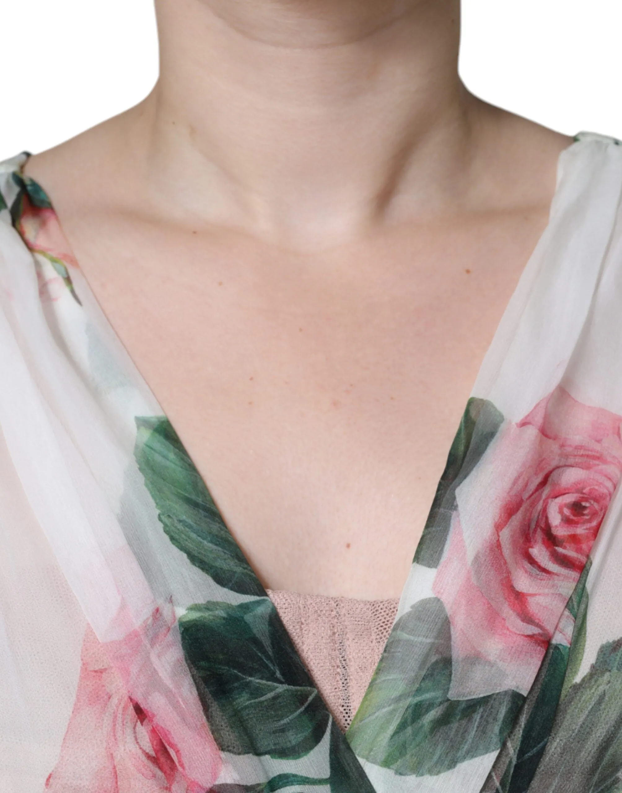 White Silk Floral Print A-line Midi Dress sold by Lord & Taylor product image thumbnail 5