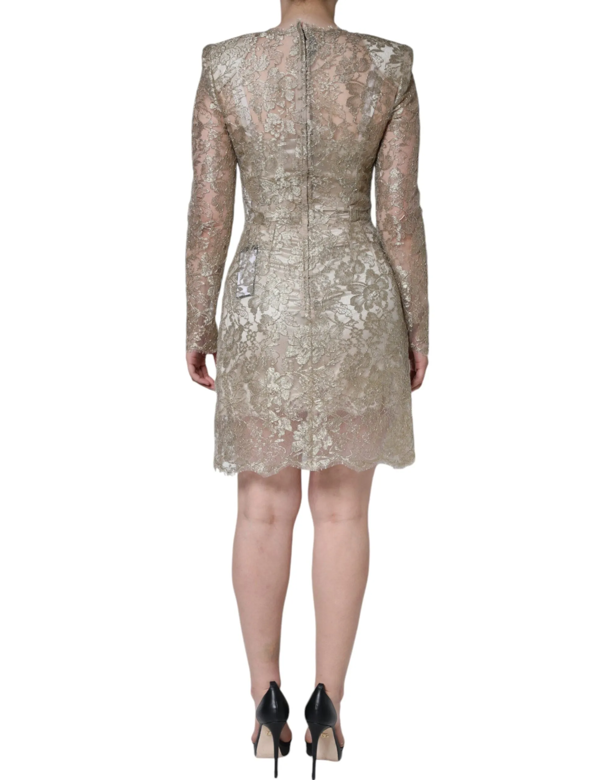 Gold Floral Lace A-line Sheath Mini Dress sold by Lord & Taylor product image thumbnail 4