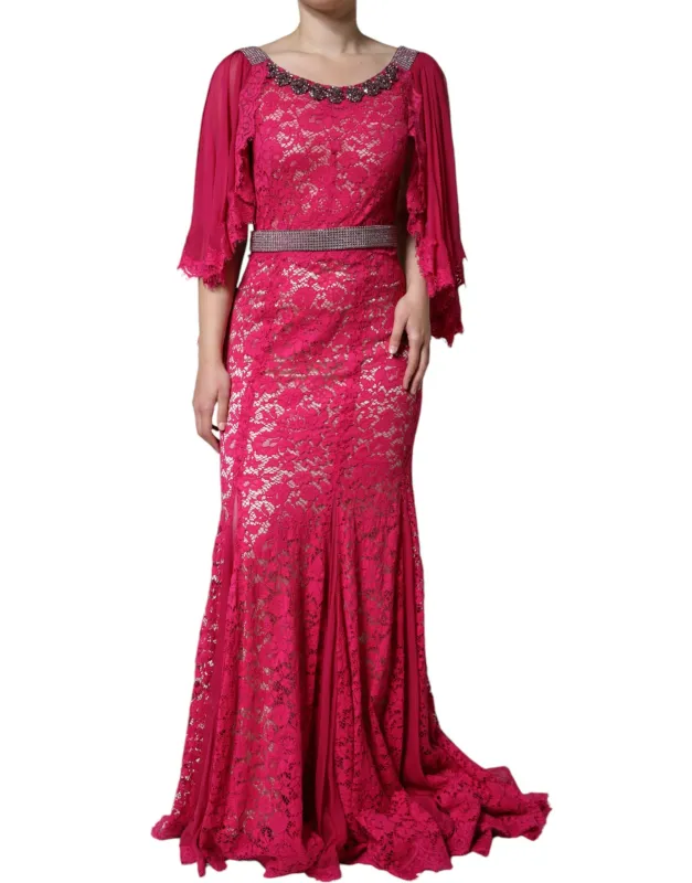 Pink Lace Crystal Sheath Long Gown Dress sold by Lord & Taylor