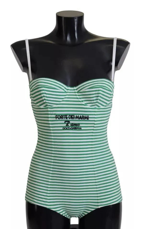 White Green Stripes One Piece Beachwear Swimwear sold by Lord & Taylor