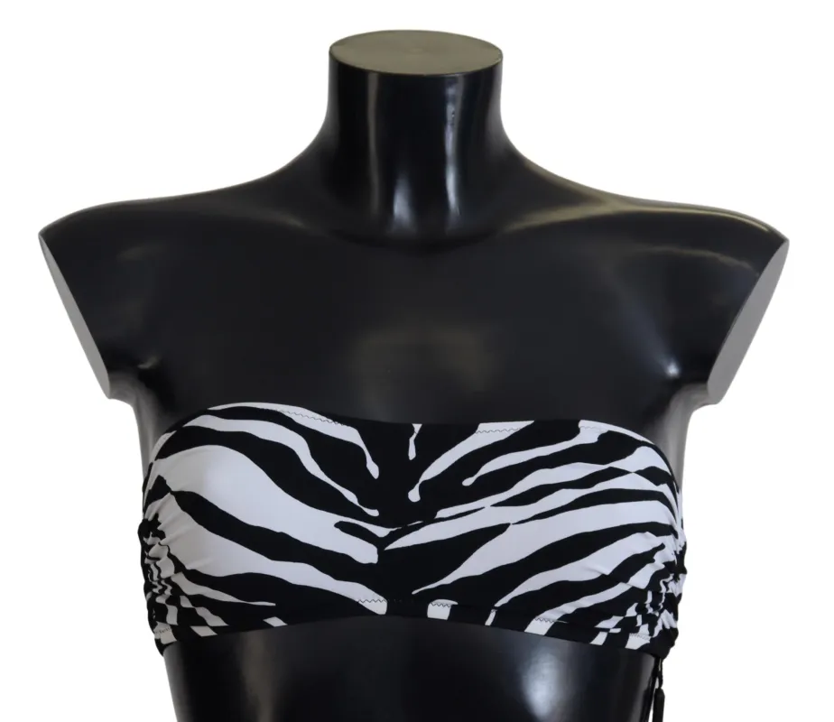 Black White Zebra Bandeau Swimwear Bikini Top sold by Lord & Taylor