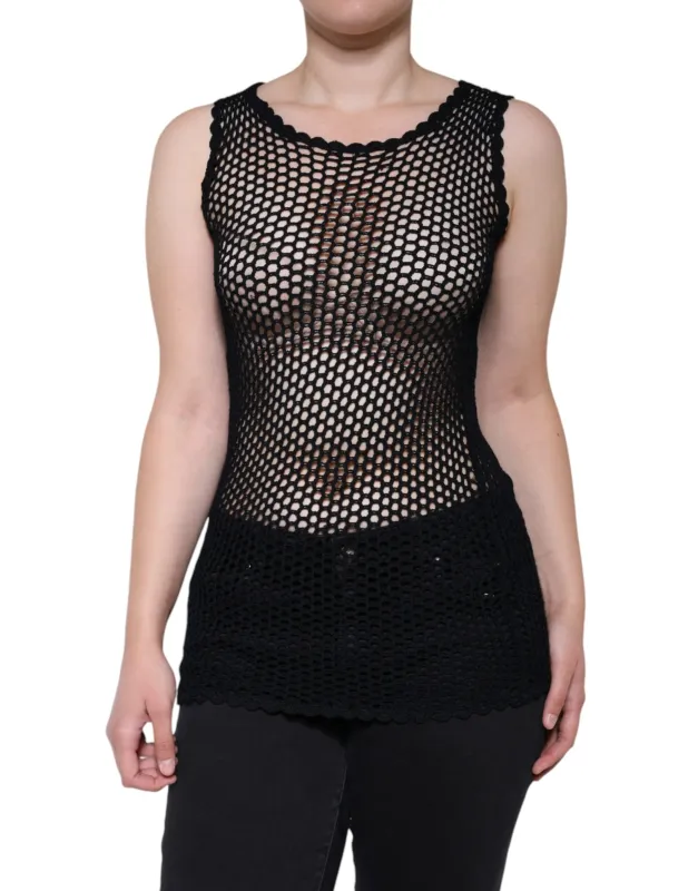 Black Mesh See Through Sleeveless Tank Top sold by Lord & Taylor