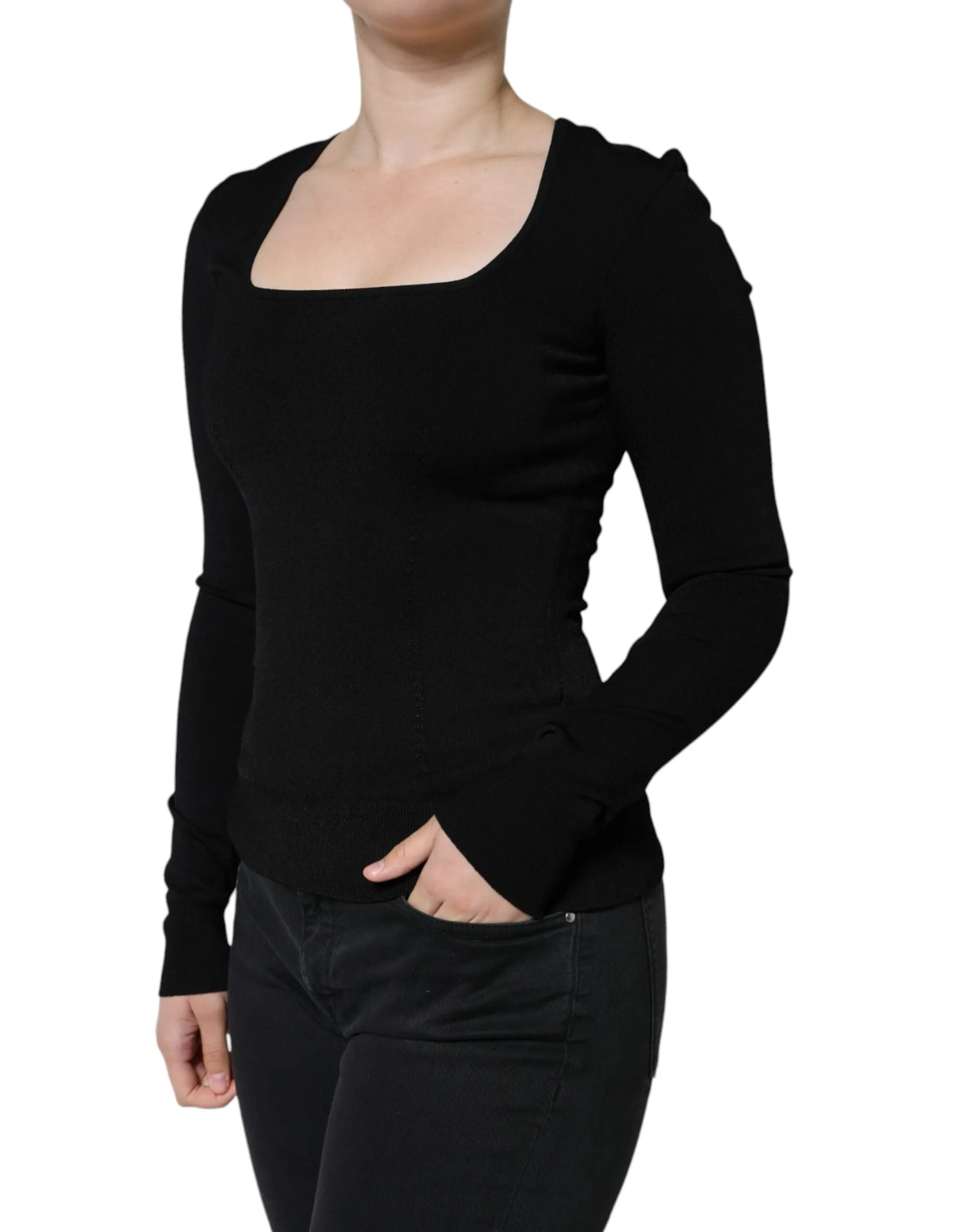 Black Long Sleeves Blouse Square Neck Top sold by Lord & Taylor product image thumbnail 3
