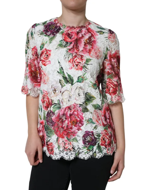 White Peony Lace Short Sleeves Blouse Top sold by Lord & Taylor