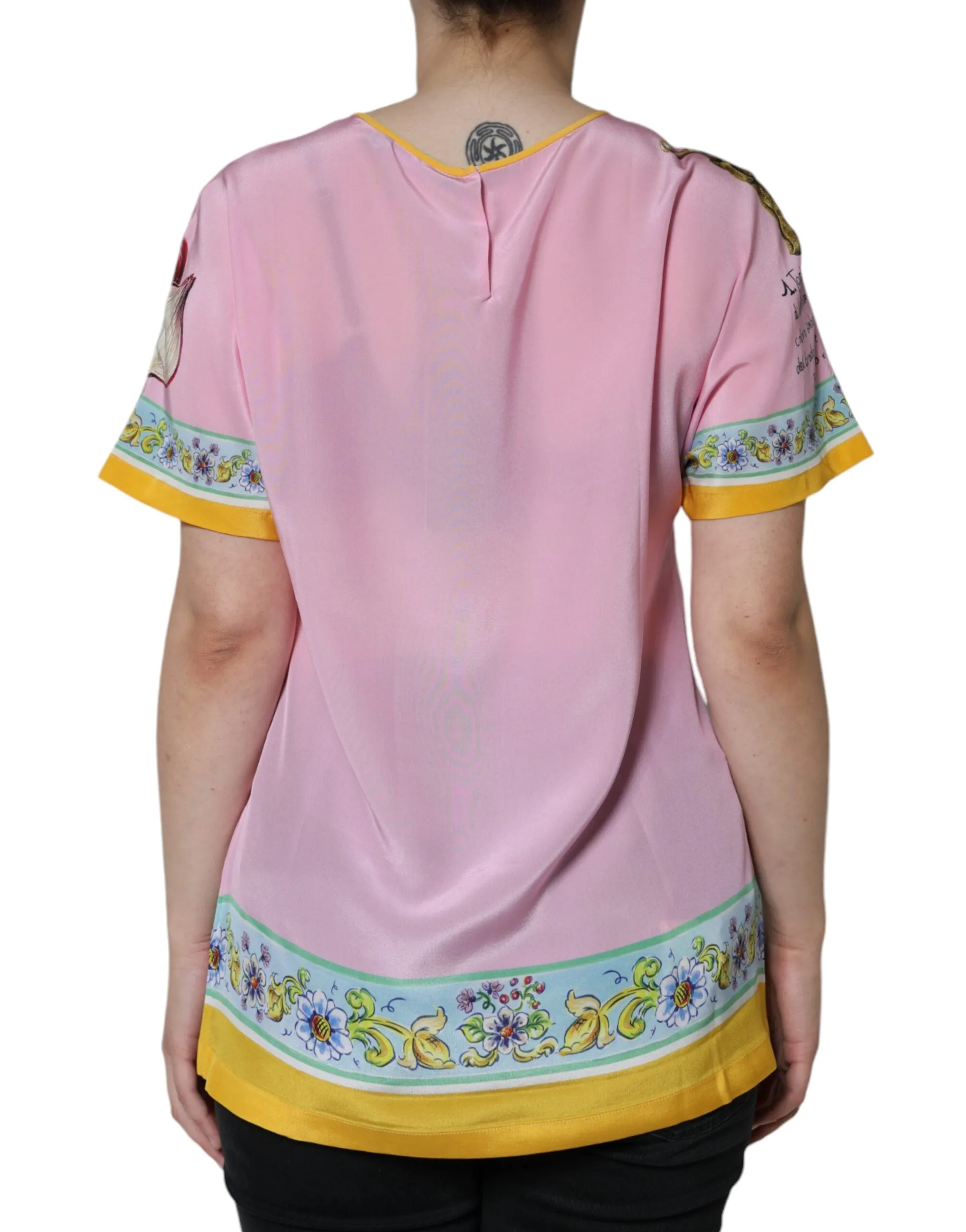 Pink Silk Araneine Siciliana Print Short Sleeves Top sold by Lord & Taylor product image thumbnail 4