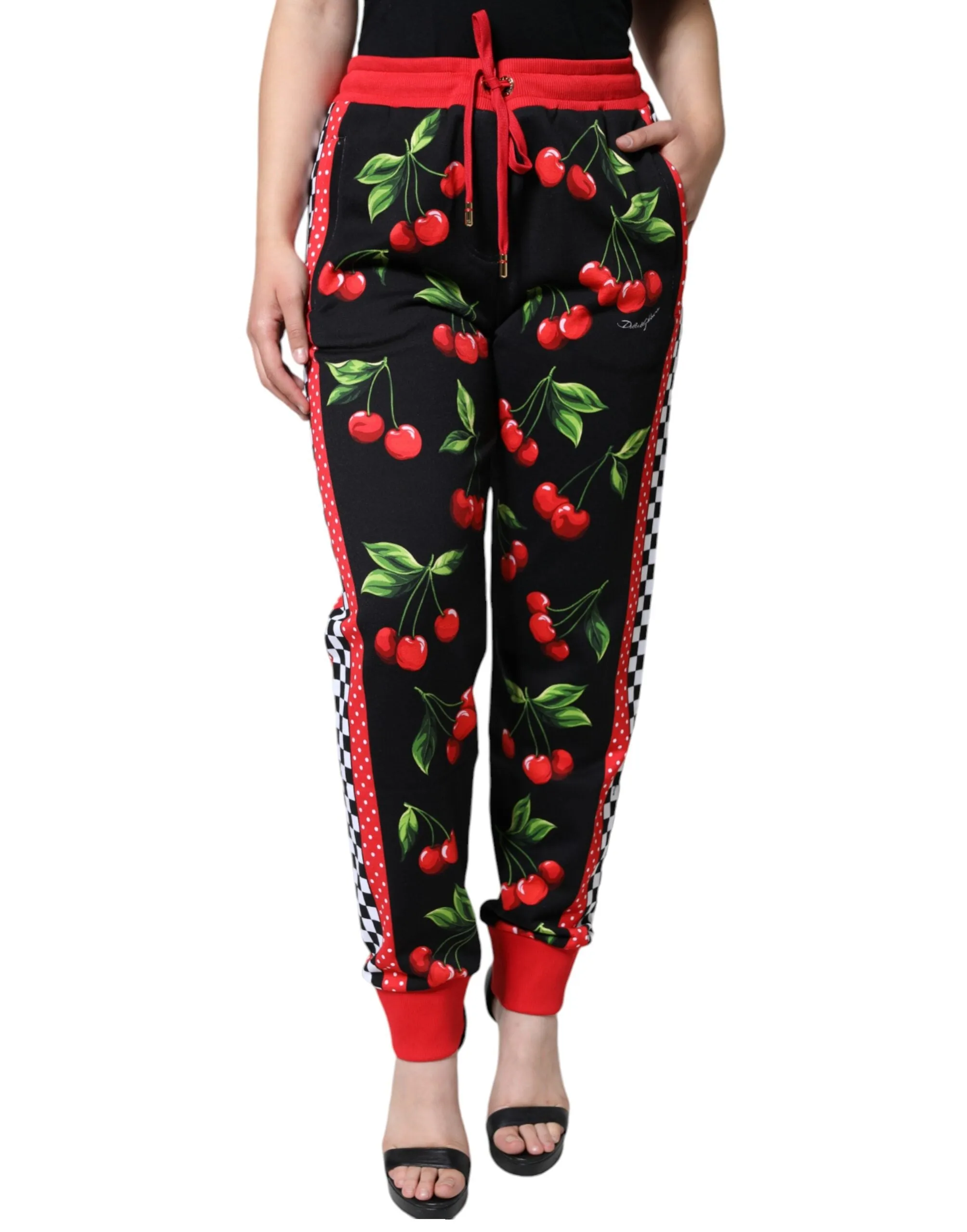 Black Red Cherry Mid Waist Jogger Pants sold by Lord & Taylor product image thumbnail 2