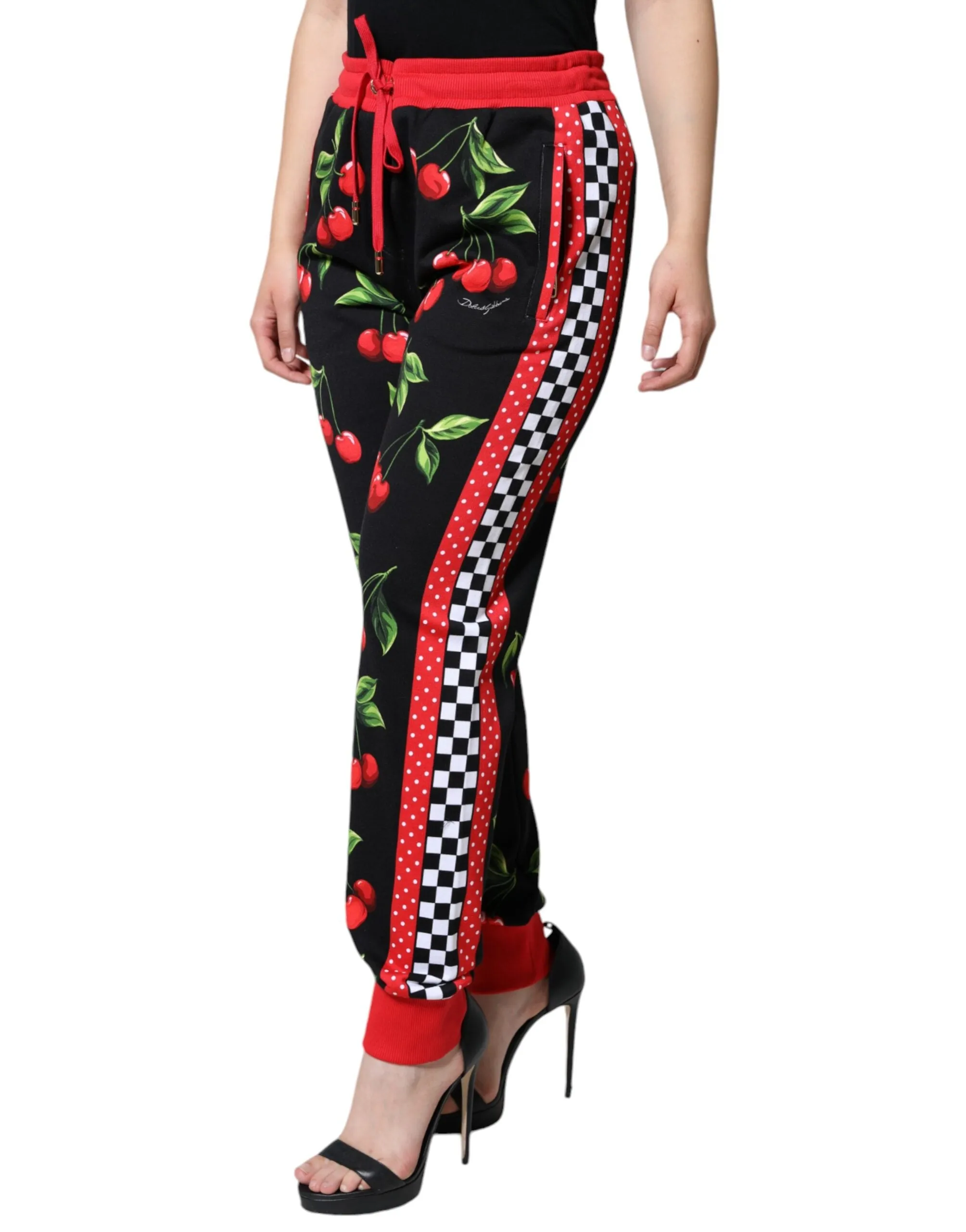Black Red Cherry Mid Waist Jogger Pants sold by Lord & Taylor product image thumbnail 3