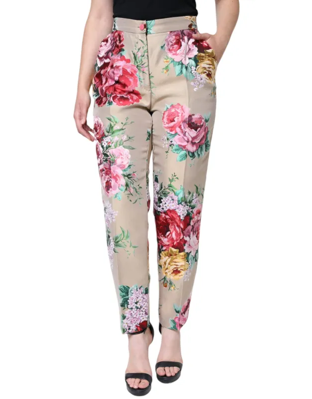 Beige Floral Jacquard High Waist Tapered Pants sold by Lord & Taylor
