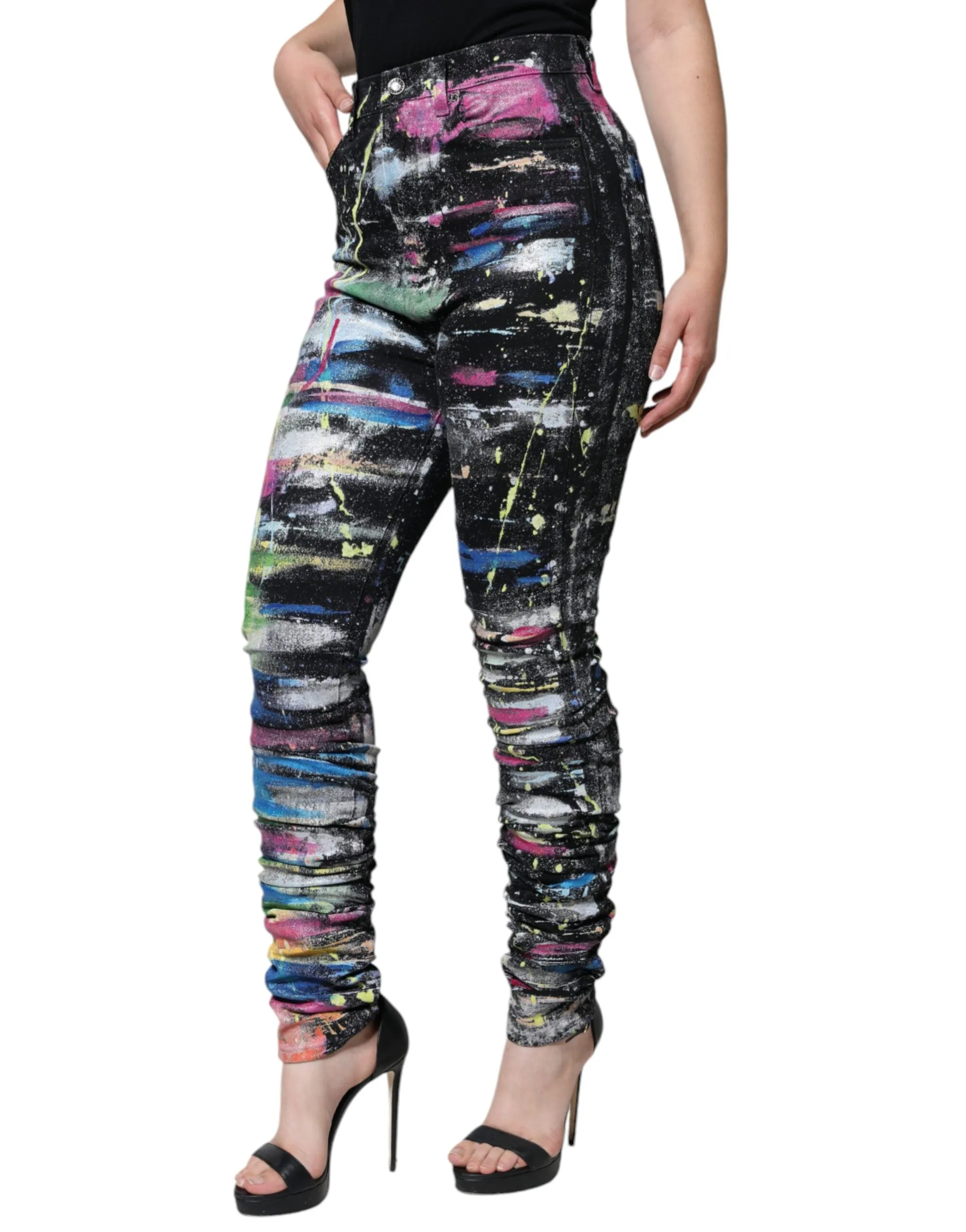 Multicolor Splatter Paint Cotton Skinny Denim Jeans sold by Lord & Taylor product image thumbnail 3