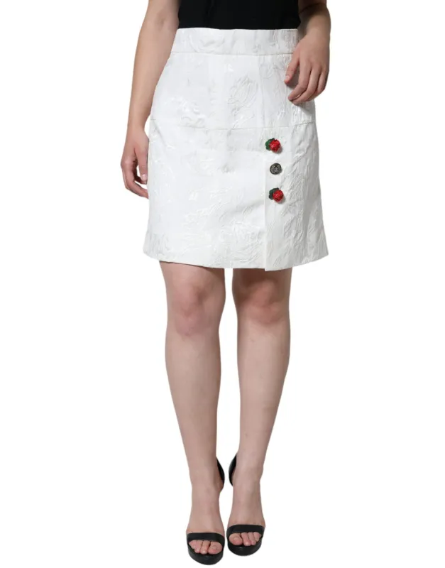 White Floral Brocade Embellished Mini Skirt sold by Lord & Taylor