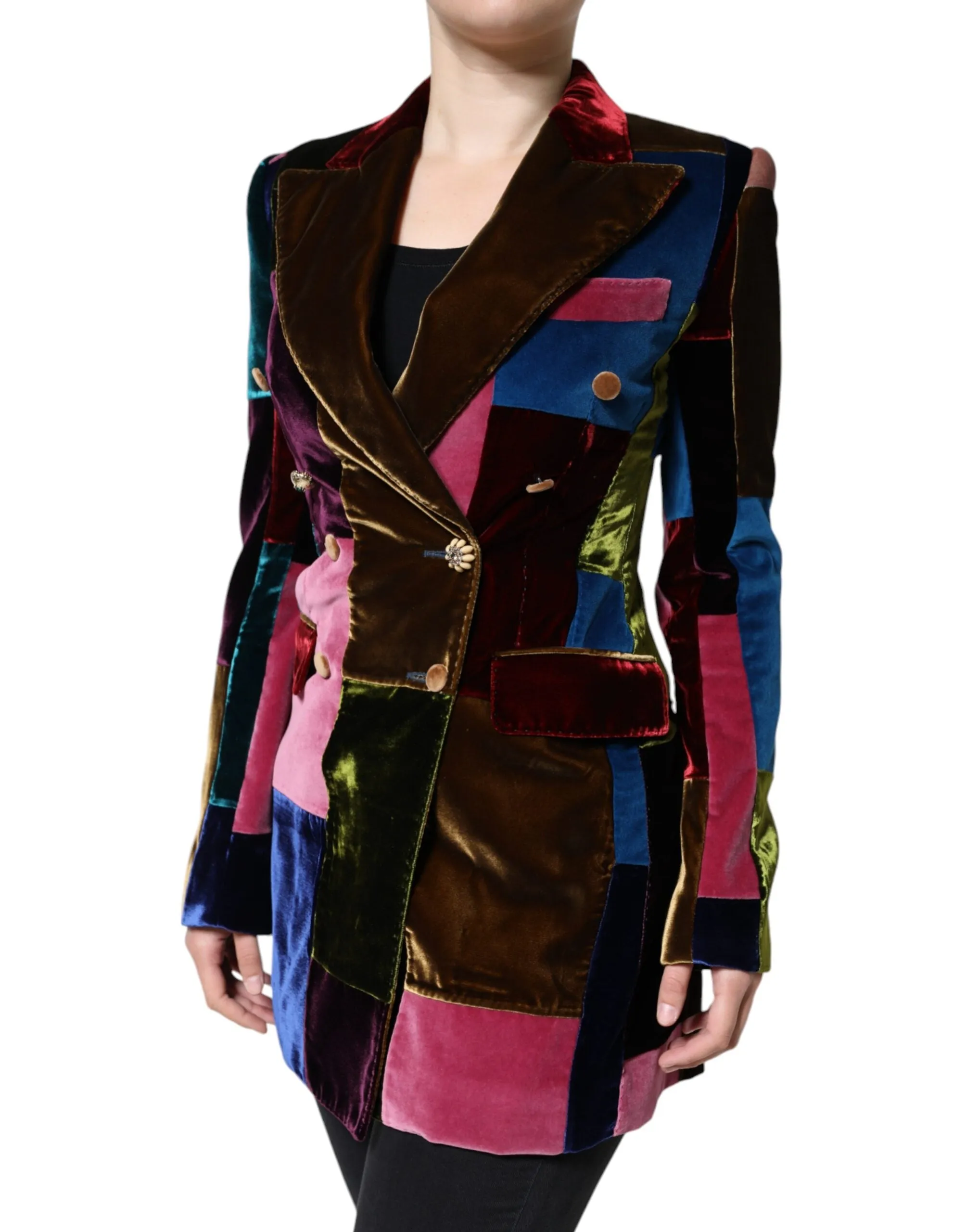 Multicolor Double Breasted Patchwork Blazer Jacket sold by Lord & Taylor product image thumbnail 3