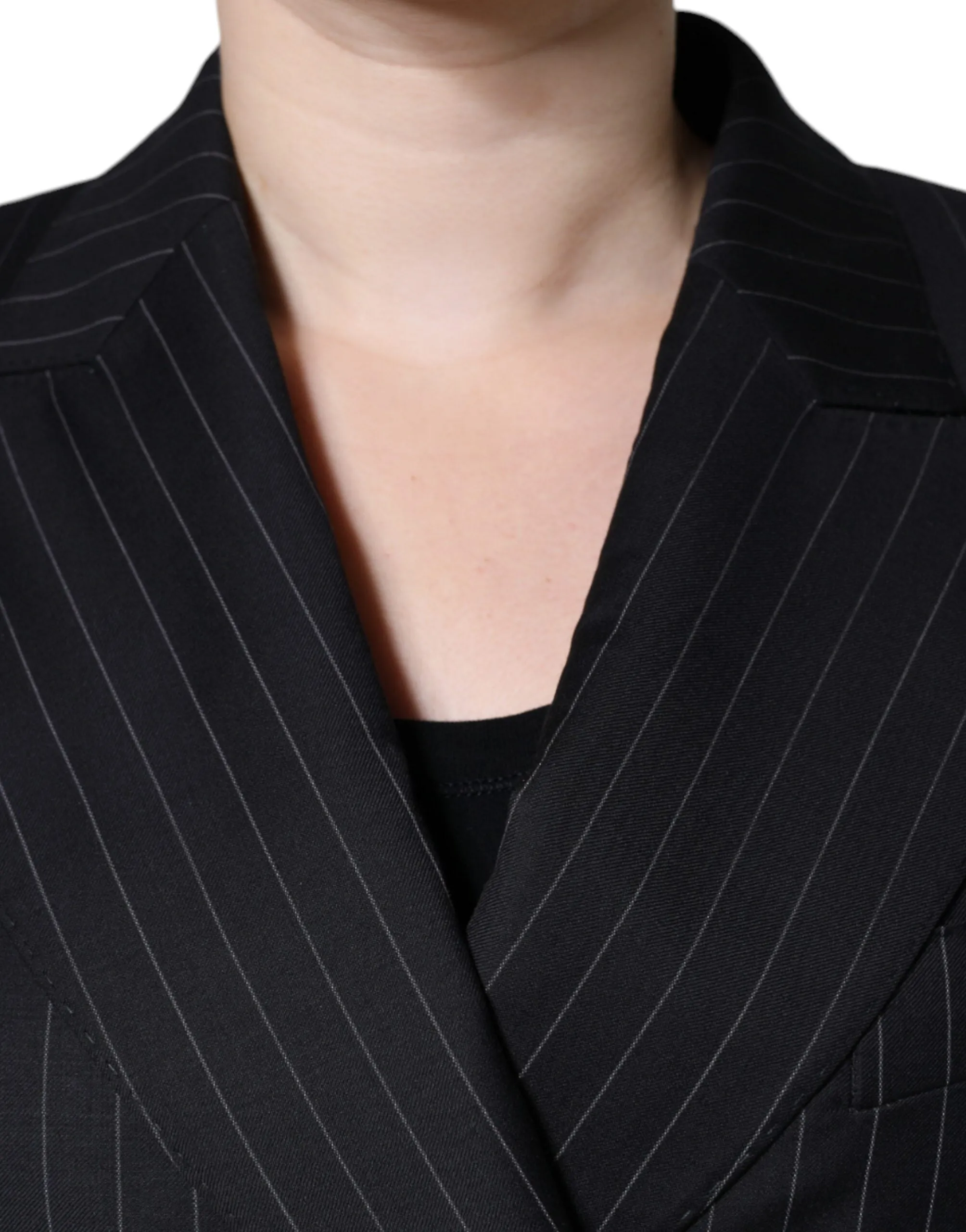 Black Striped Double Breasted Coat Jacket sold by Lord & Taylor product image thumbnail 5