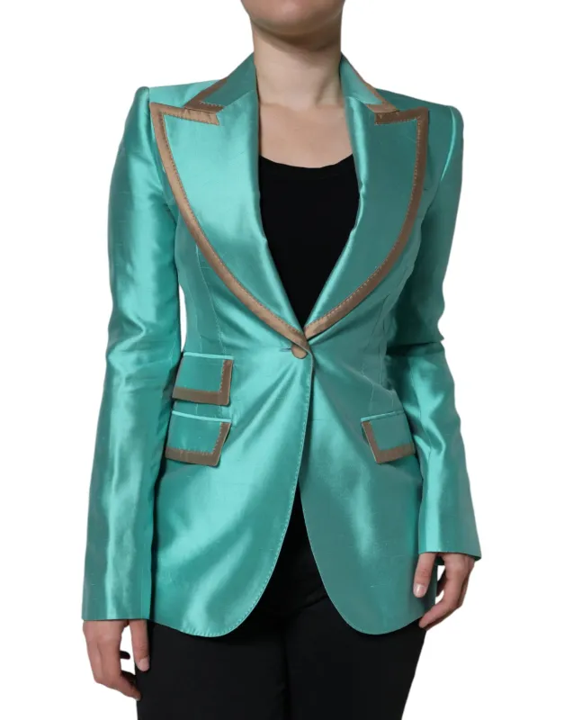 Metallic Green Single Breasted Blazer Jacket made by Lord & Taylor