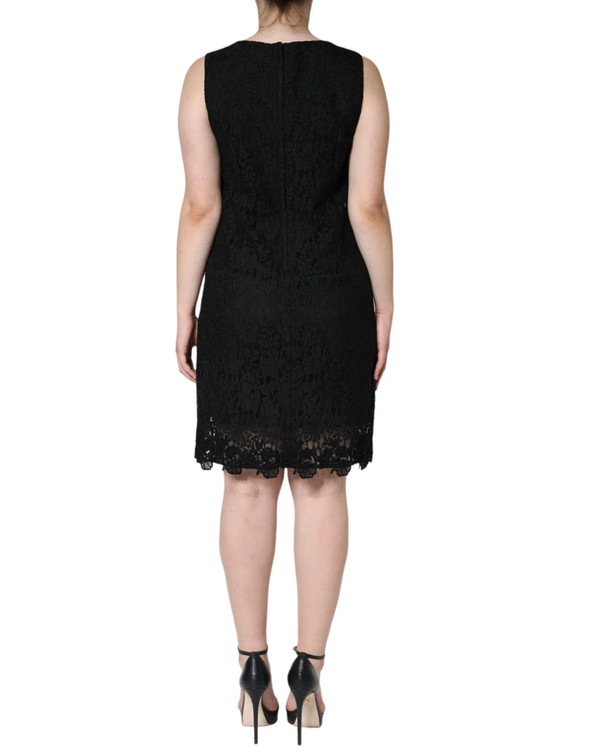 Black Floral Lace Sheath Sleeveless Mini Dress sold by Lord & Taylor product image thumbnail 4