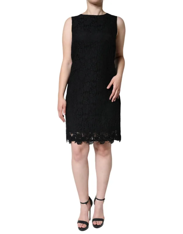 Black Floral Lace Sheath Sleeveless Mini Dress sold by Lord & Taylor