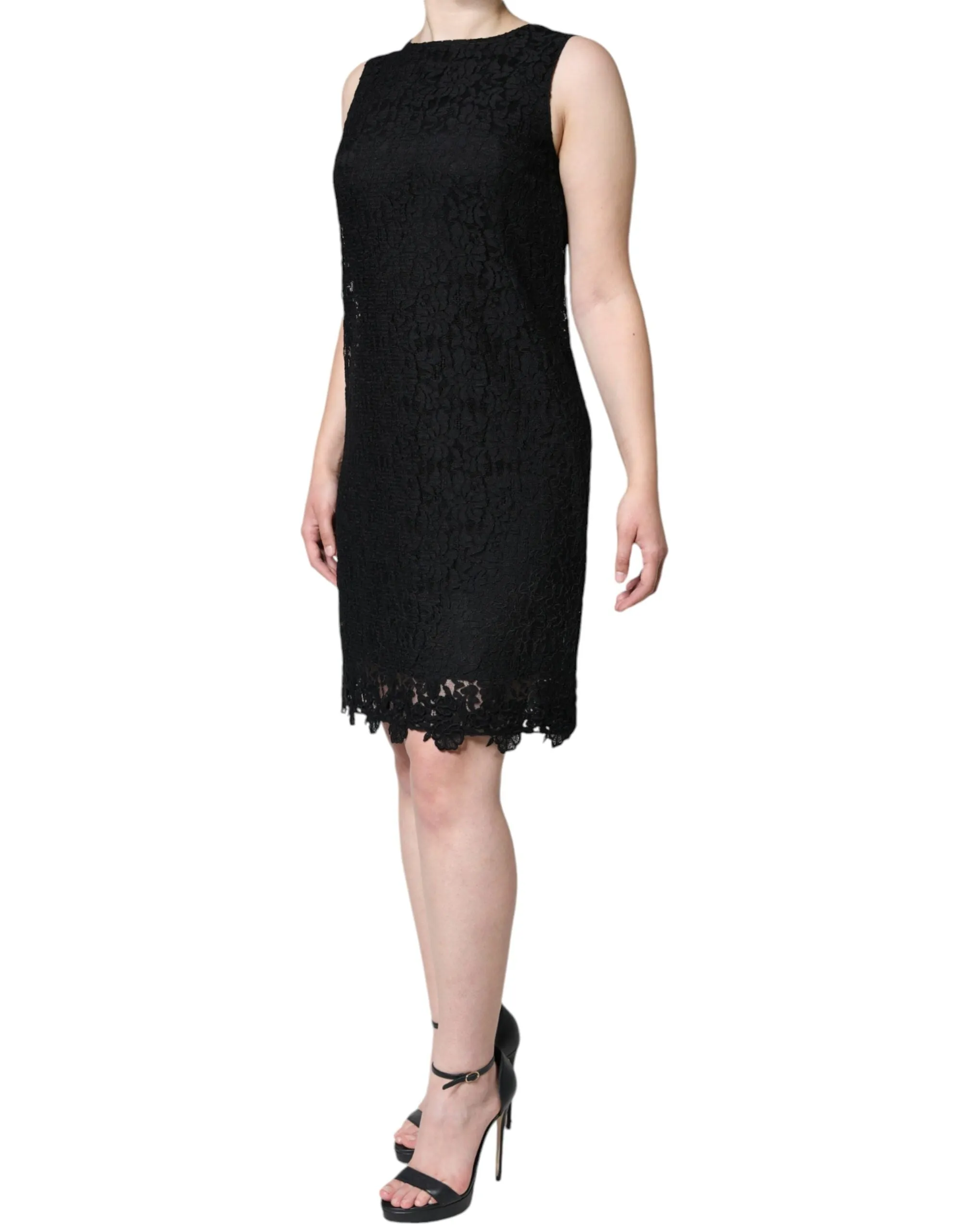 Black Floral Lace Sheath Sleeveless Mini Dress sold by Lord & Taylor product image thumbnail 3