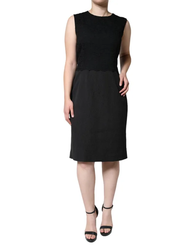 Black Cotton Sheath Knee Length Dress sold by Lord & Taylor