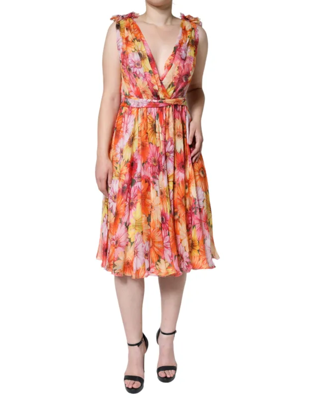 Multicolor Floral Sleeveless V-neck Midi Dress sold by Lord & Taylor