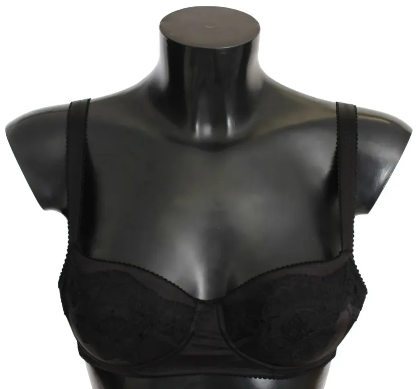 Black Silk Lace Balconcino Bra Underwear sold by Lord & Taylor