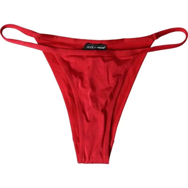 Red Nylon Stretch Beachwear Swimwear Bottom Bikini sold by Lord & Taylor