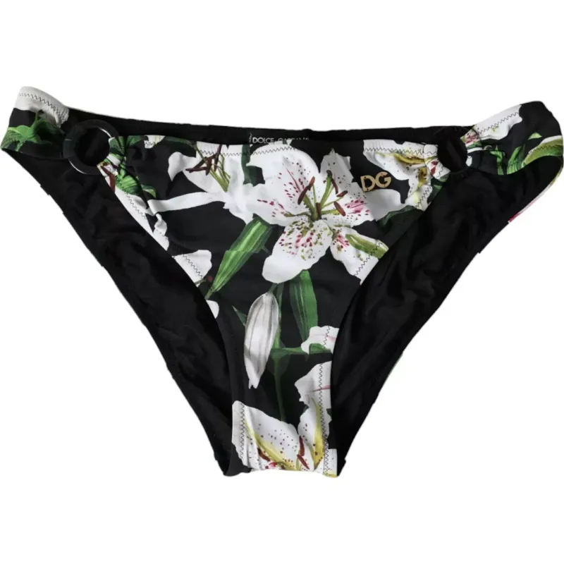 Black Lily Print Swimwear Bottom Beachwear Bikini sold by Lord & Taylor