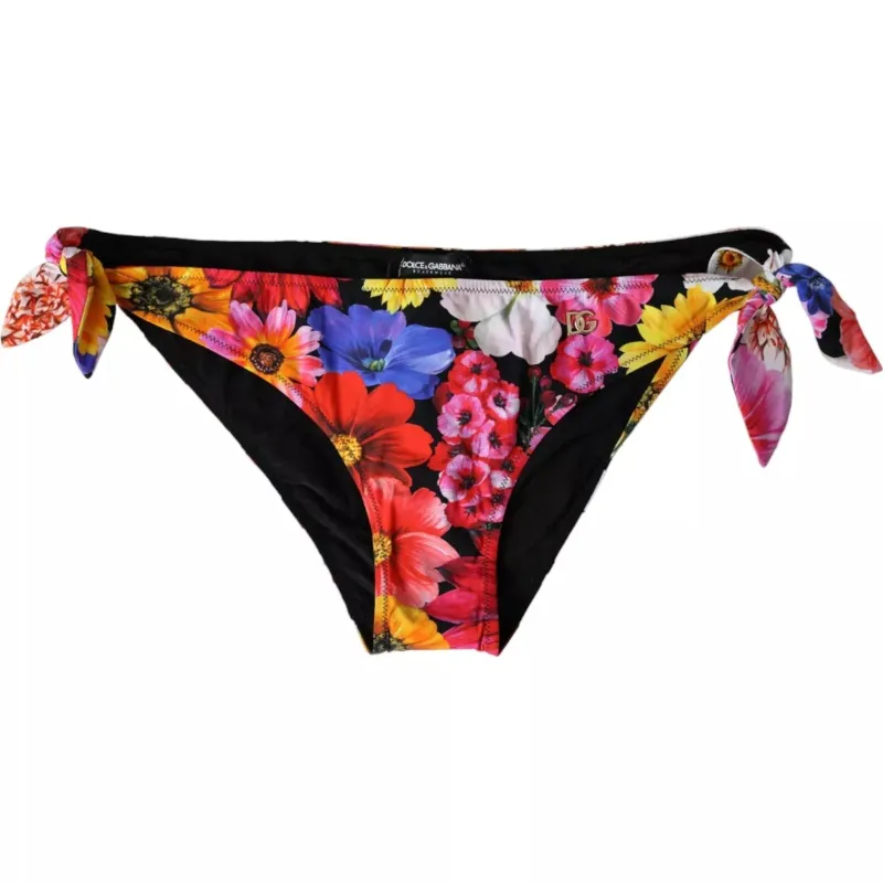 Black Floral Print Swimsuit Bikini Bottom Swimwear sold by Lord & Taylor